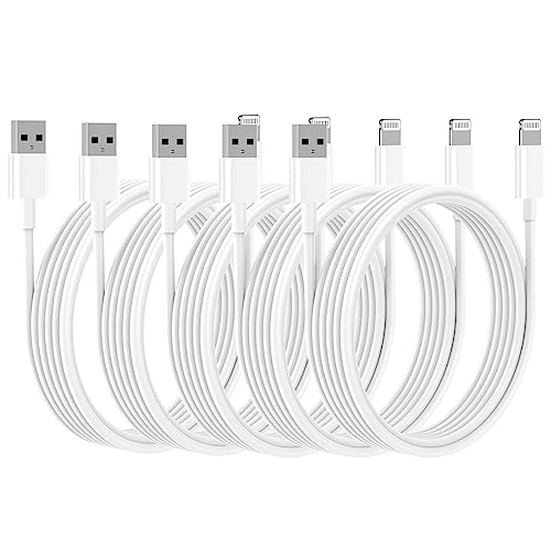 5-Pack 10ft MFi Certified Lightning Cable - Fast Charging USB A to Lightning Cable for iPhone 14 Pro Max/13/12/11/X/8/7/6s & iPad - Durable Charging Cord for Home, Office, Car, Travel (Compatible with All Lightning Devices)