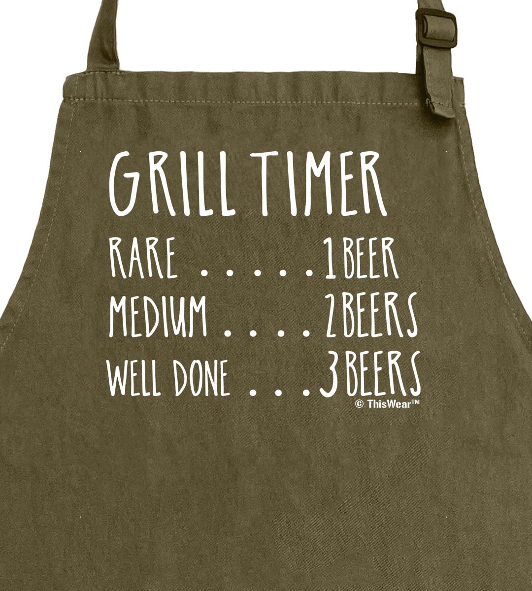 ThisWear Adjustable BBQ Grill Timer Apron with Two Pockets - Perfect for Cooking, Grilling & Outdoor Kitchen Use