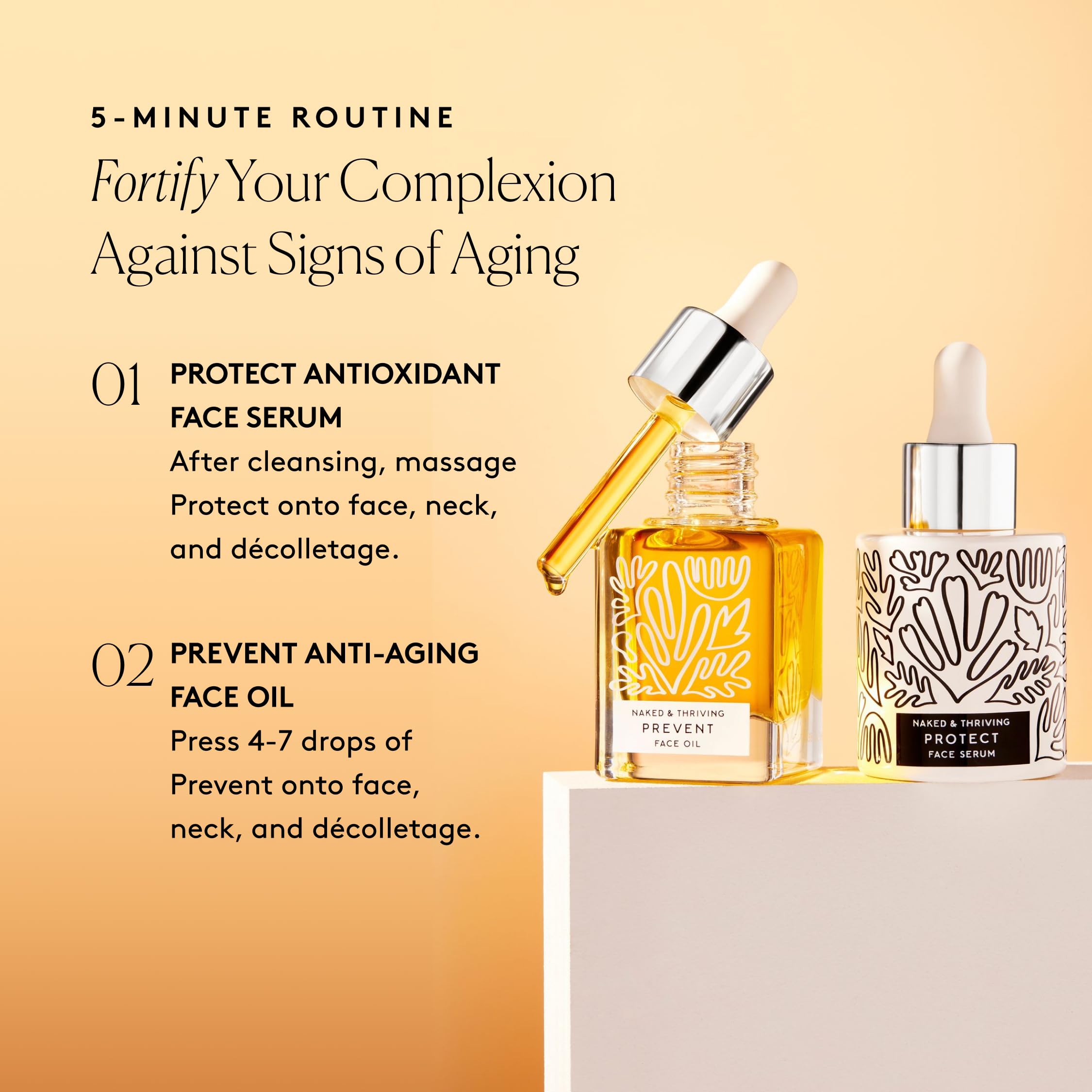 Naked & Thriving Limited Edition Day Set - Antioxidant Day Serum (30 mL) & Anti-Aging Face Oil (35 mL) with Hyaluronic Acid, Moringa & Rosehip Oil - Skincare Duo for Hydration & Wrinkle Prevention - Perfect for Morning Routine & Daily Protection - 65 mL/2.18 fl oz (Set of 2)
