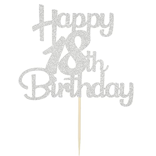 18th Cake Topper - Silver Glitter