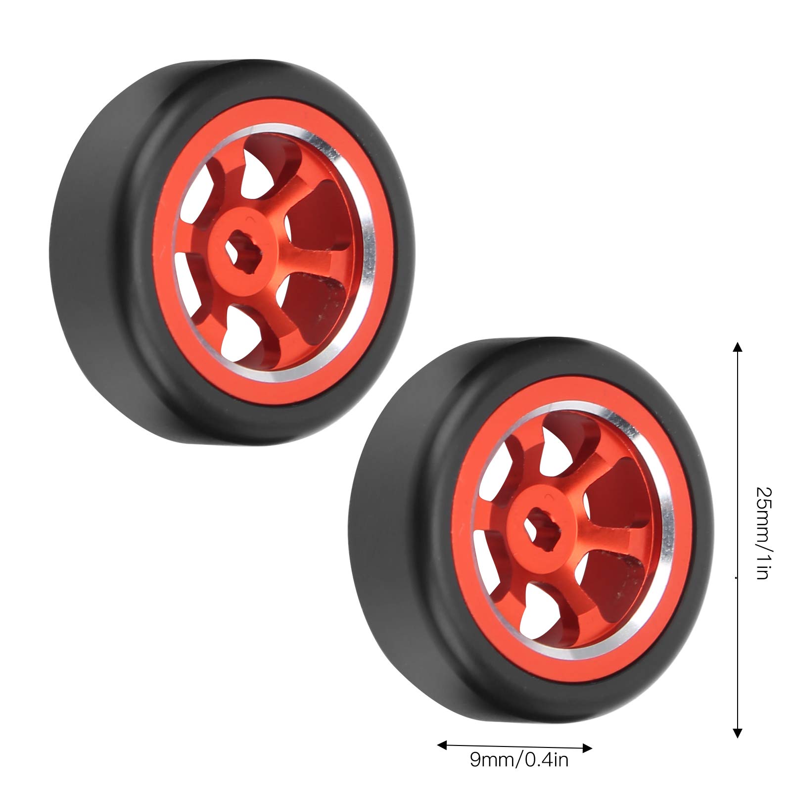 VGEBY 4pcs RC Drift Tires & Wheel Rims - Compatible with Wltoys K969 K989 P929 1/28 Scale RC Cars (Red) - High Performance Upgrade Parts for Racing & Drifting Scenes