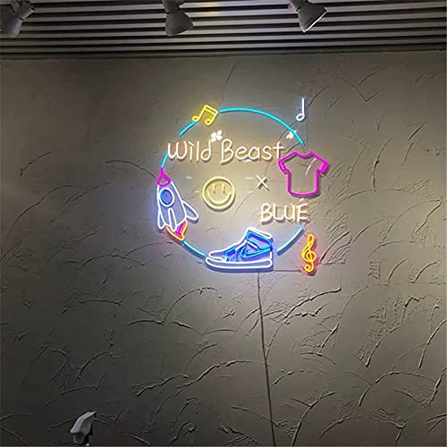 32x28 Inch Vivid LED Neon Sign - Wild Best Blue Beer Wall Decor Light for Bars, Pubs & Home | Super Bright & Eye-Catching | Perfect for Parties & Man Cave