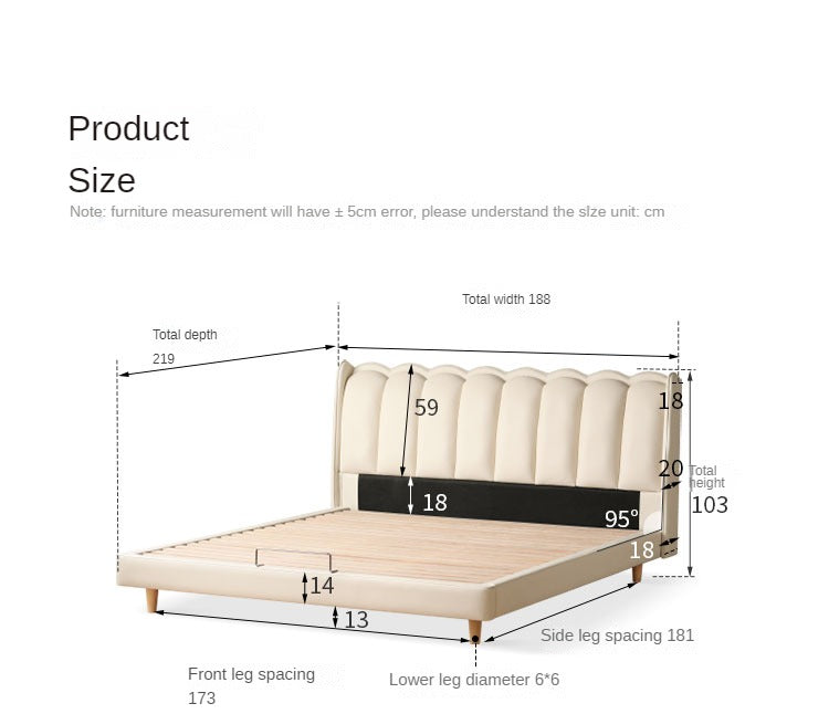 Organic Leather Art Bed Cream Style Modern - Elegant & Sustainable Bedroom Furniture for Home Decor | Perfect for Master Bedrooms, Guest Rooms & Luxury Apartments
