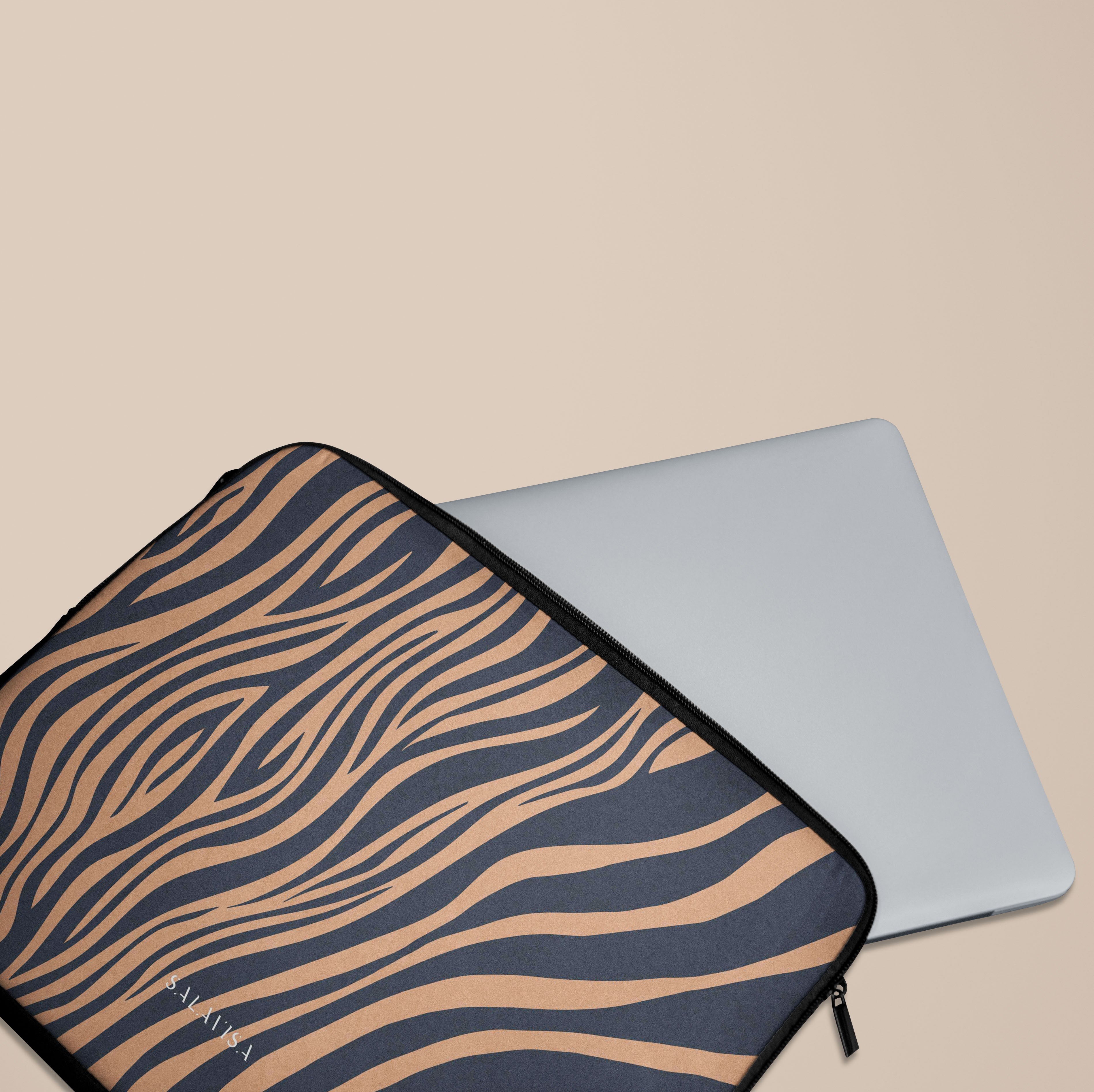 Premium Blue Copper Zebra Print Laptop Sleeve Case - 13-15 Inch Protective Cover for MacBook, Dell, HP | Perfect for Work, School & Travel