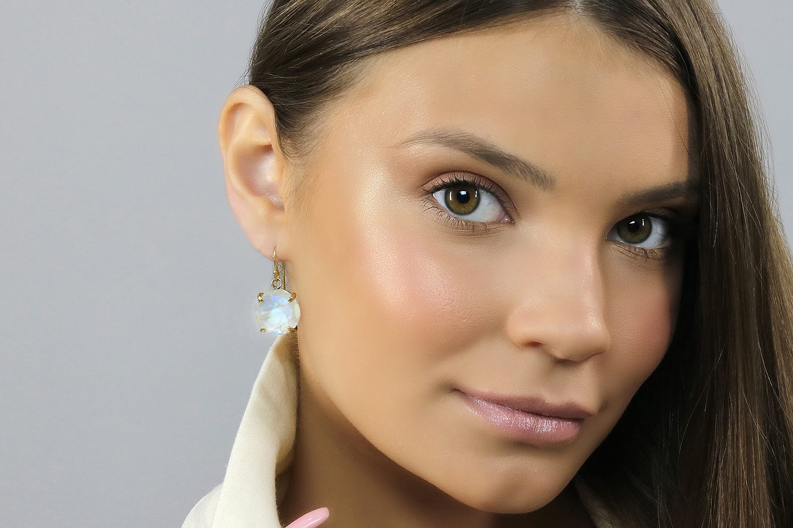 Artisan Moonstone Earrings for Women - 14k Gold Handmade Earrings, June Birthstone Jewelry Gift with Fancy Box - Perfect for Weddings, Parties & Special Occasions
