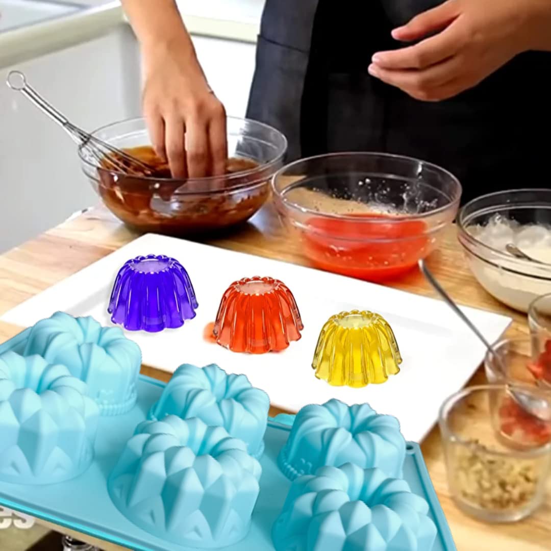 Skytail Mini Bundt Cake Pan - Silicone Flower Crown Shape Fluted Tube Mold for Baking, Non-Stick Food Grade (Perfect for Jelly, Pudding, Cupcakes, Donuts, Cornbread & Brownies) - Ideal for Birthday Parties, Tea Time & Holiday Desserts