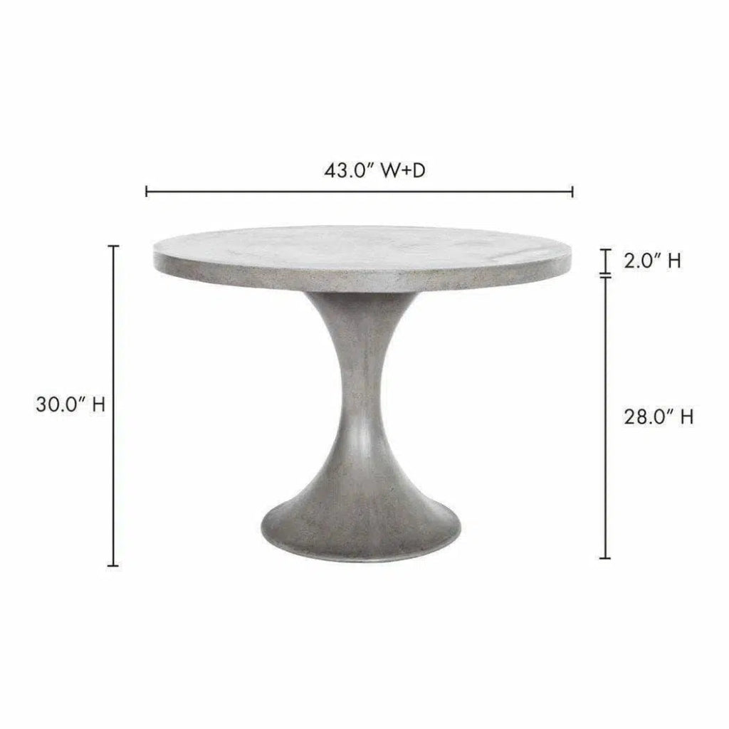 43 Inch Outdoor Dining Table - Modern Grey Patio Furniture for Garden, Backyard, and Poolside Dining