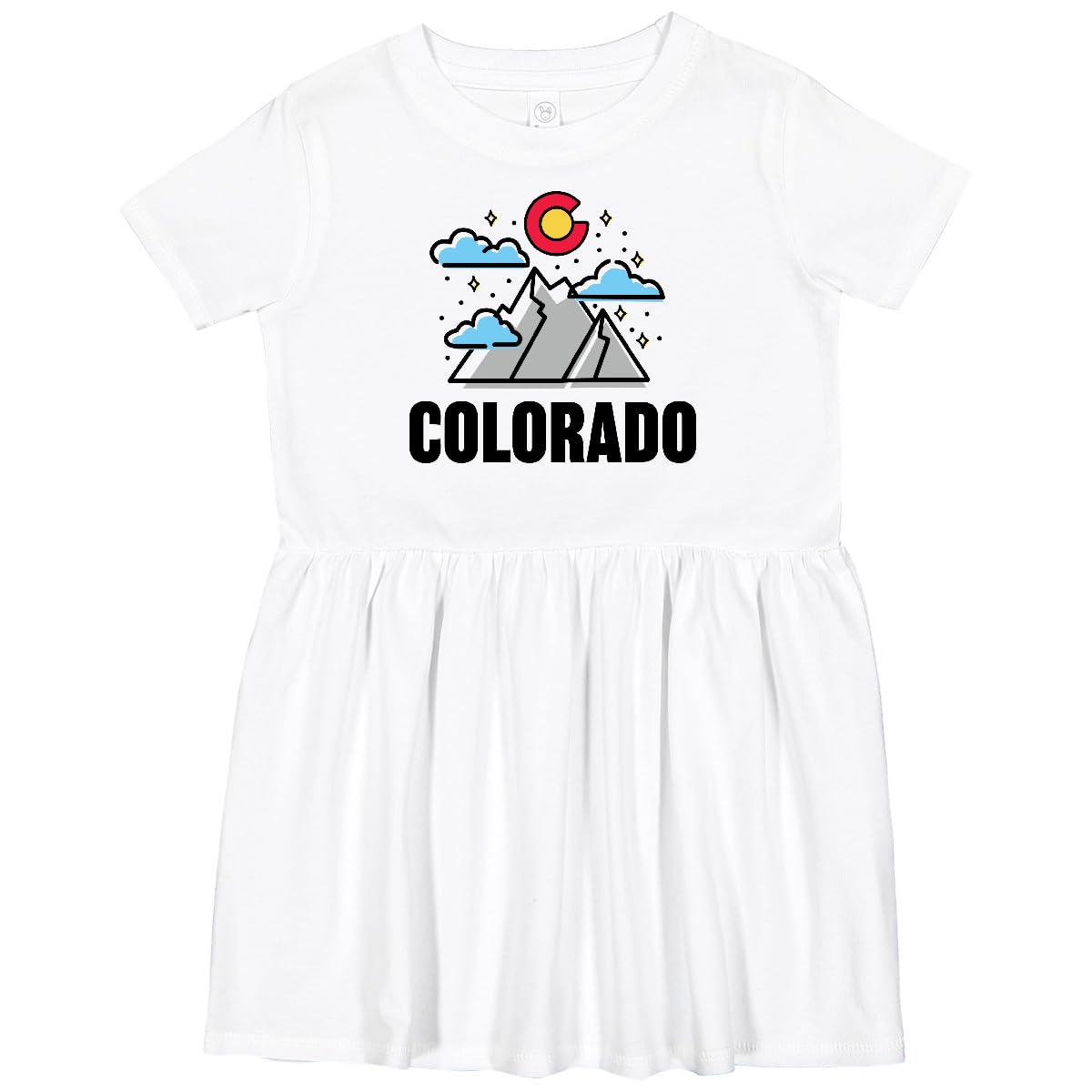 Inktastic Colorado Mountains and Clouds Toddler Dress - Cute Baby Girl Outfit for Casual Wear, Playdates & Outdoor Adventures