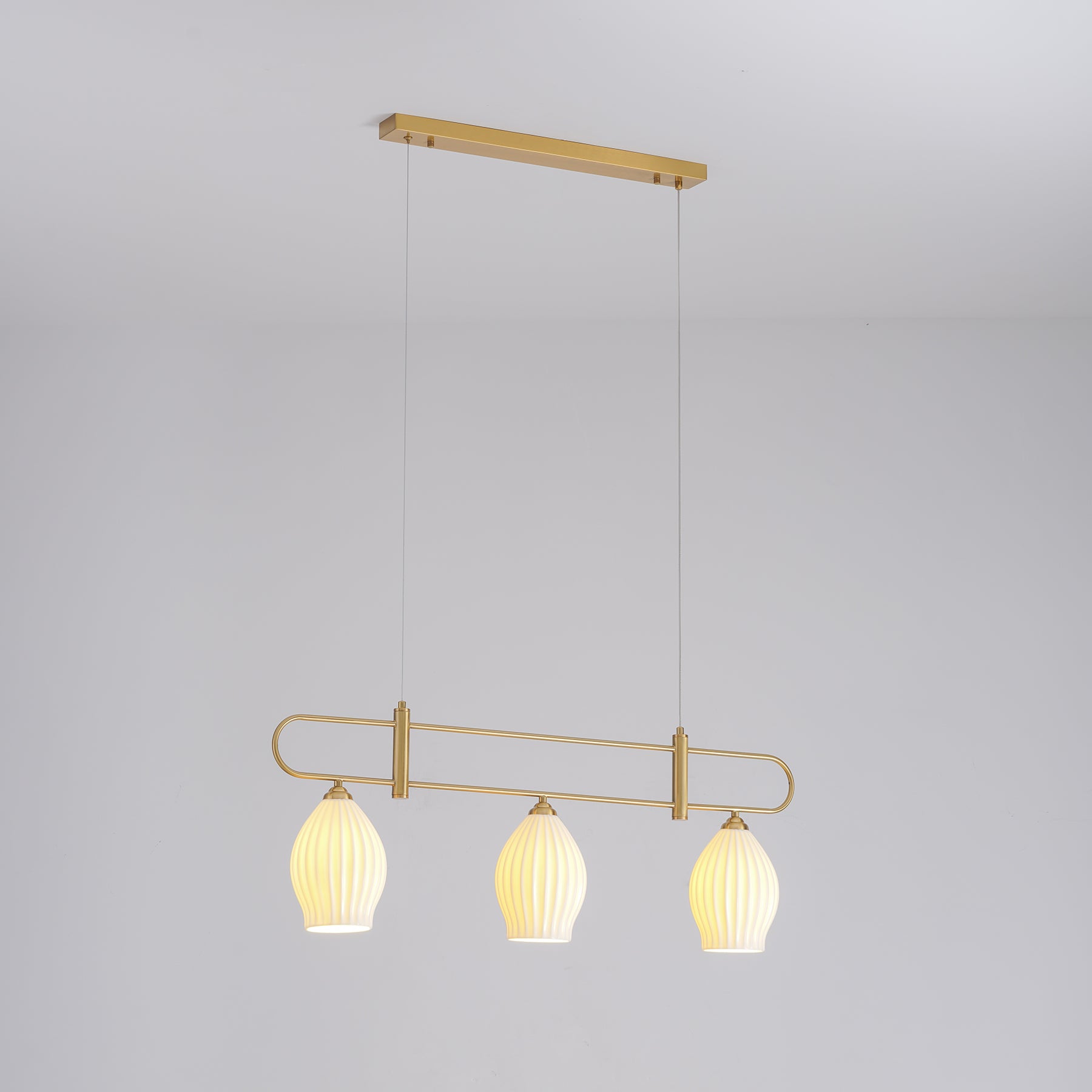 Modern Fin Pendant Light - Adjustable Hanging Ceiling Lamp for Kitchen Island, Dining Room & Bedroom | Industrial Style Lighting Fixture with Vintage Edison Bulbs