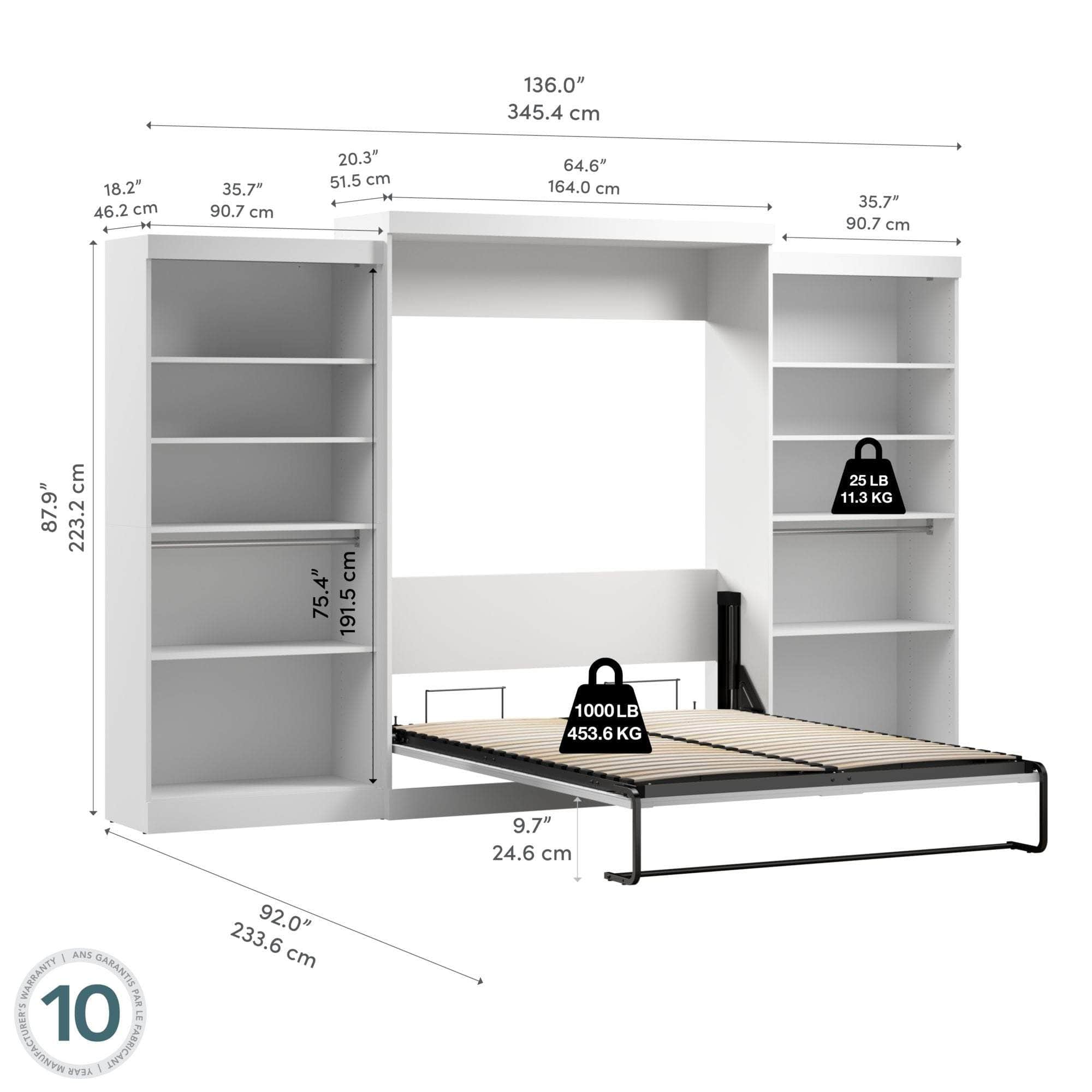 Pur Queen Murphy Wall Bed with 2 Storage Units - 136