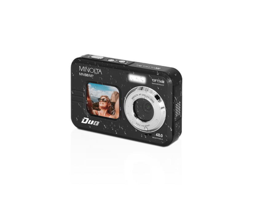 MINOLTA MN50WP Duo 48MP Waterproof Digital Camera - 5K Ultra HD, Autofocus, Dual LCD Screens (Black) - Perfect for Underwater Photography, Travel & Outdoor Adventures