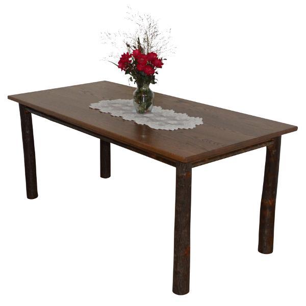 Premium Solid Wood Hickory Farmhouse Dining Table - Rustic Kitchen & Dining Room Furniture for Family Gatherings & Entertaining