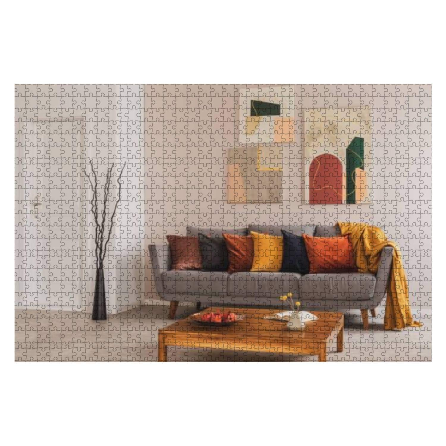 1000-Piece Wooden Jigsaw Puzzle - Colorful Abstract Art Painting for Adults & Kids - Educational Brain Teaser & Stress Relief Game - Perfect for Living Room Decor Above Grey Couch with Throw Pillows | Family Game Night, Classroom Activity, Office Break Relaxation