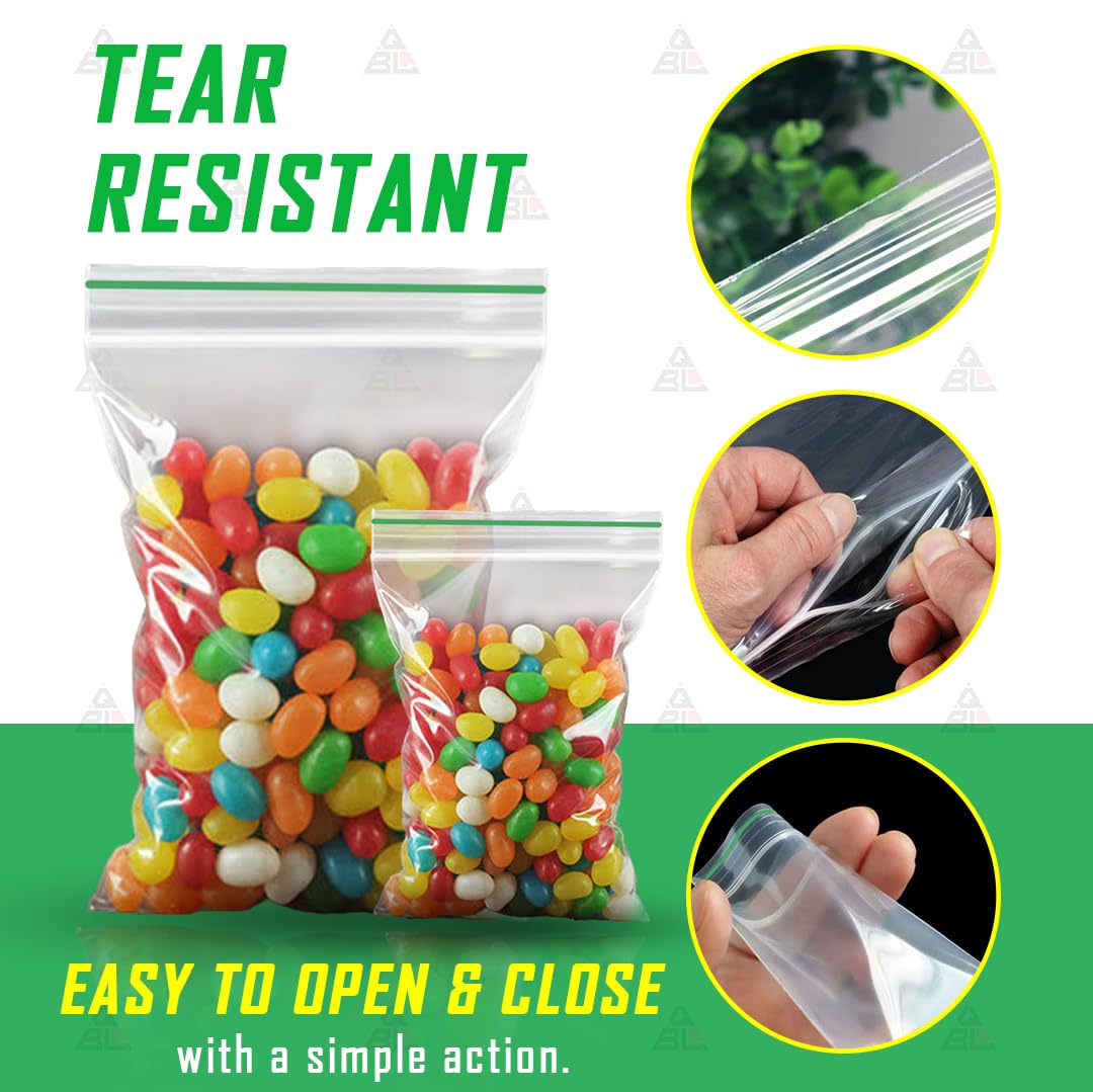 QBL® Gripseal Bags (40 x 40mm Pack of 100) - Durable Resealable Ziplock Bags for Food Storage, Jewelry, Crafts, and Organizing | Small Clear Plastic Bags with Strong Zip Lock Seal | Perfect for Snacks, Beads, Buttons, and Small Parts Storage