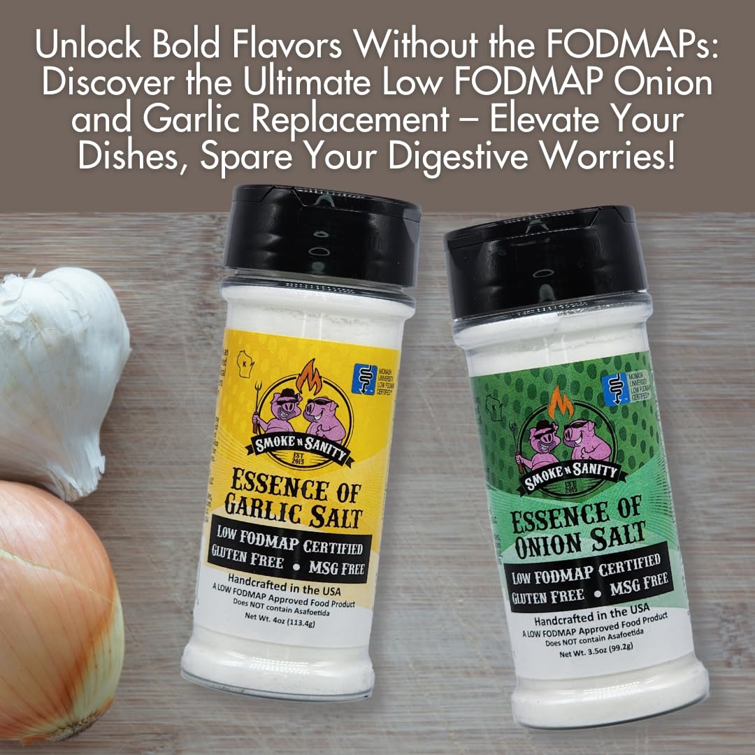 Smoke n Sanity Garlic Parmesan Seasoning - Monash Certified Low FODMAP, Gluten Free & Sensitive Stomach Friendly - 4.0 oz Shaker - Perfect for Pasta, Pizza & Low FODMAP Diet Cooking