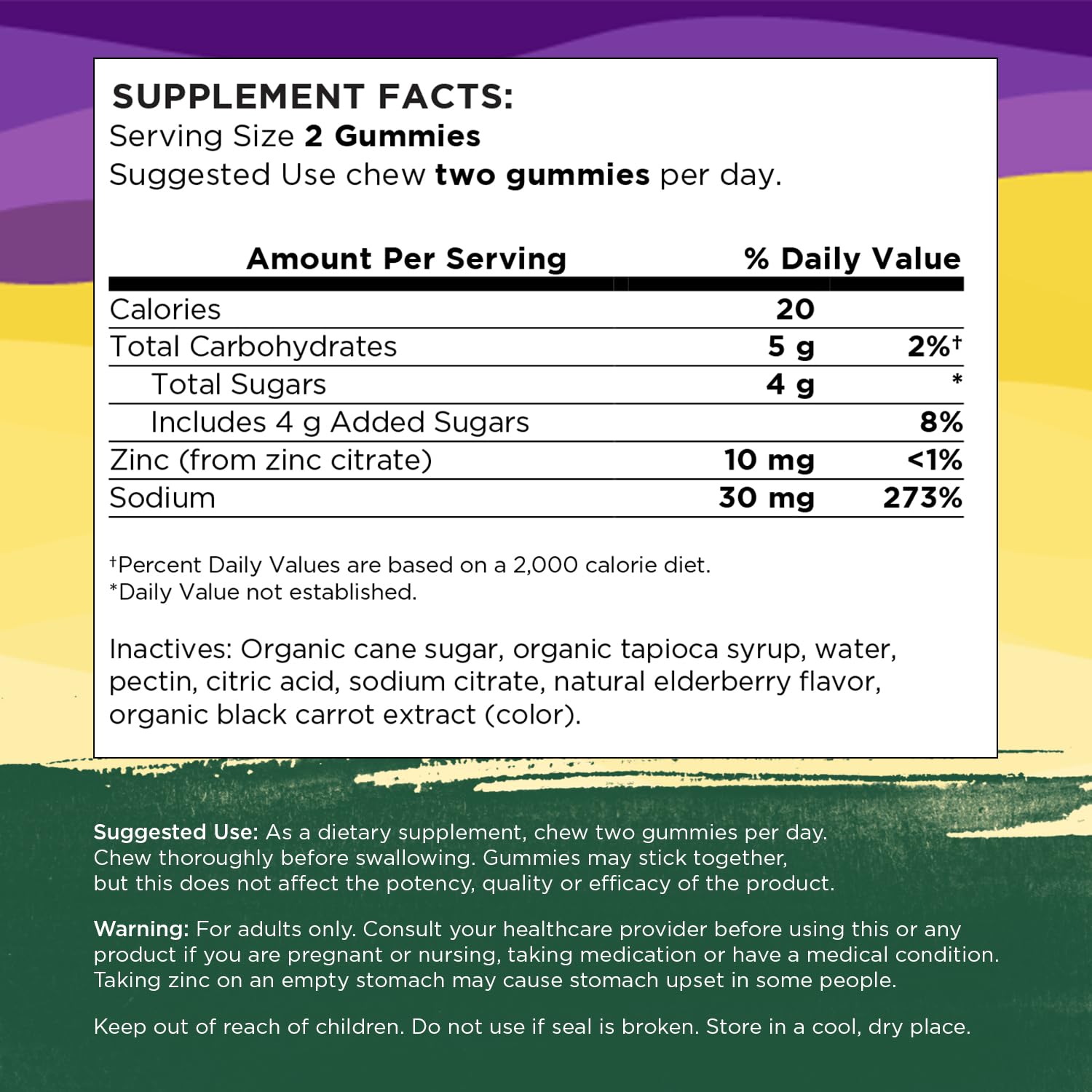 Swanson Zinc Gummies with Elderberry - 60 Count | Immune Support & Antioxidant Vitamin Supplement for Adults & Kids | Great for Daily Wellness & Cold Season Defense