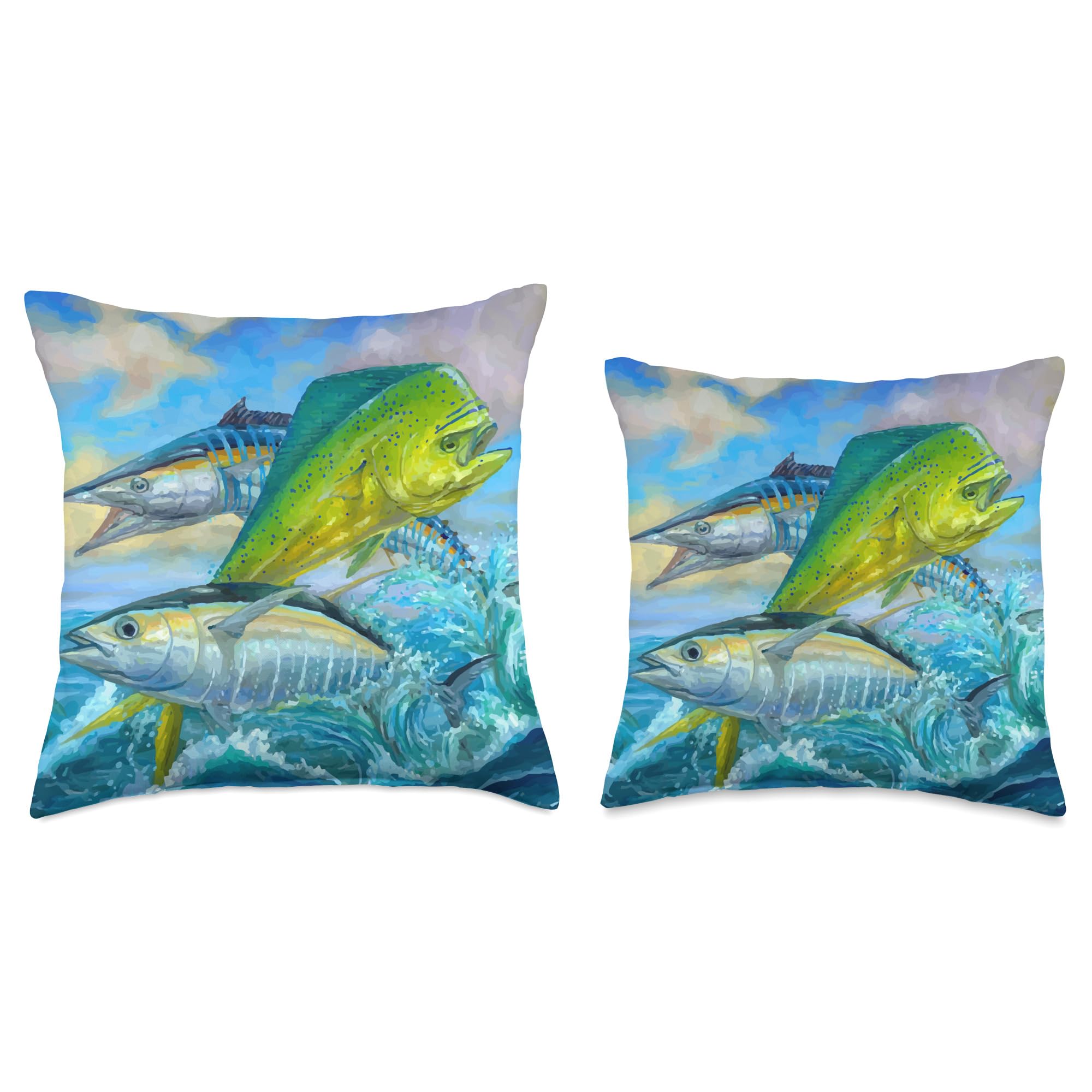 Stylish Mahi Mahi Fish Design Throw Pillow - Perfect for Home Decor, Living Room, Bedroom & Office - Soft Decorative Cushion for Fishing Enthusiasts