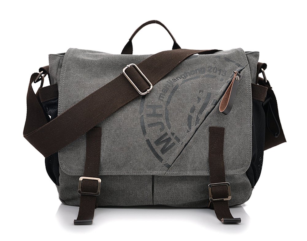 Vintage Canvas Shoulder Bag for College & School - Durable Laptop Messenger Bag, Crossbody Satchel for Women & Men - Perfect for Work, Travel & Daily Commute