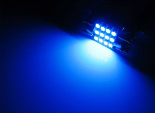 2-Pack Blue 12 SMD LED Bulbs for Car Interior Dome Lights - 1.25