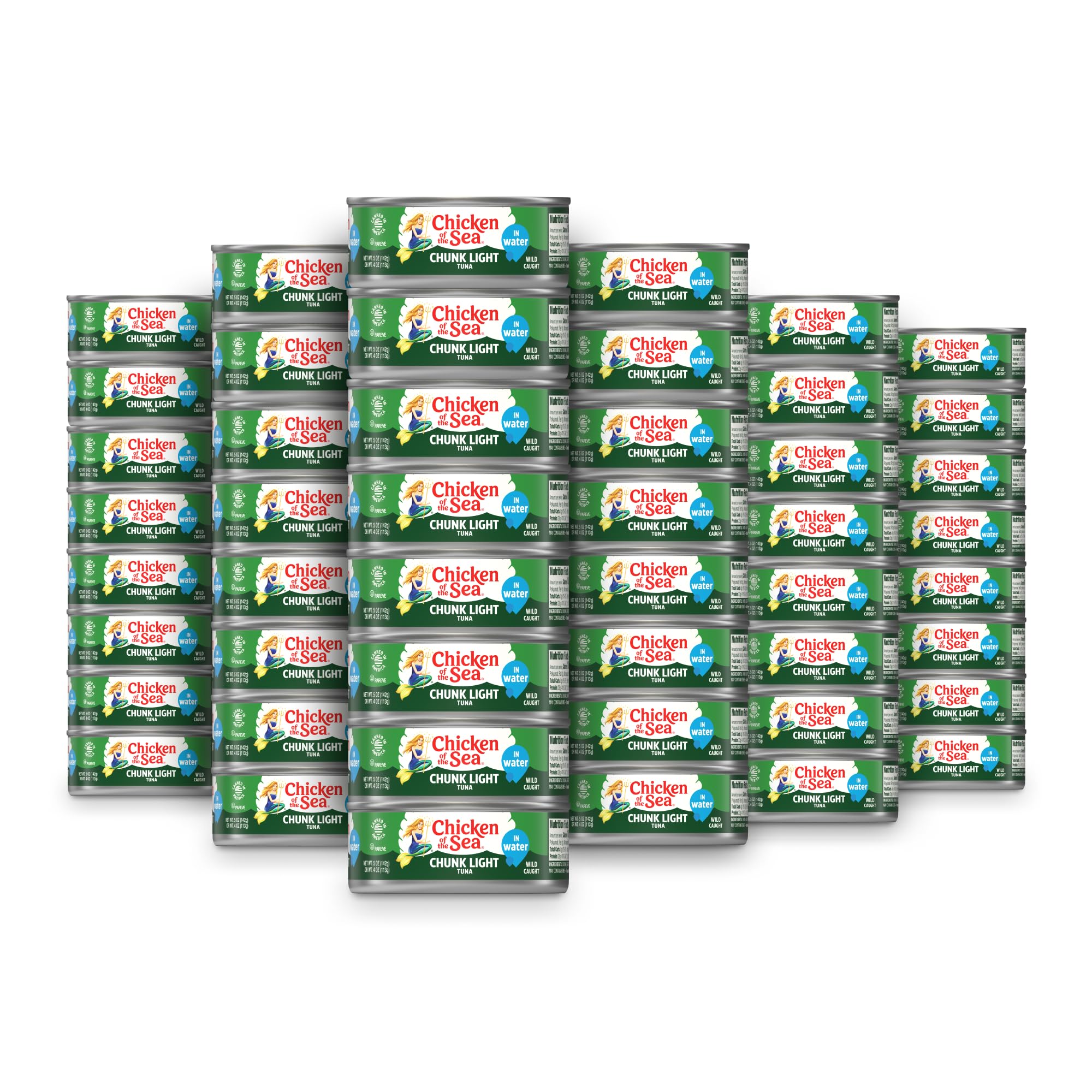 Premium Wild Caught Chunk Light Tuna in Water - 5oz Cans (Pack of 48) | High Protein, Low Mercury | Perfect for Salads, Sandwiches & Meal Prep