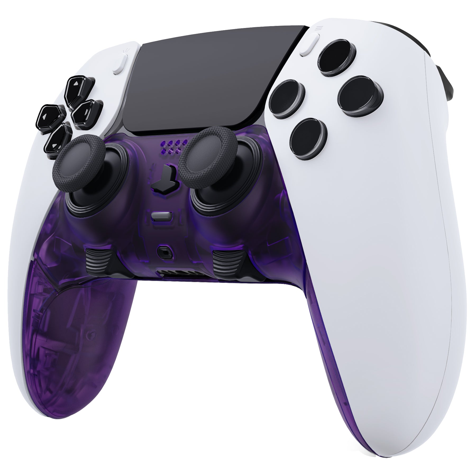 eXtremeRate Clear Atomic Purple Shell for PS5 Edge Controller - DIY Replacement Front & Back Cover with Custom Plates - Perfect for Gaming, Customization & Enhanced Grip