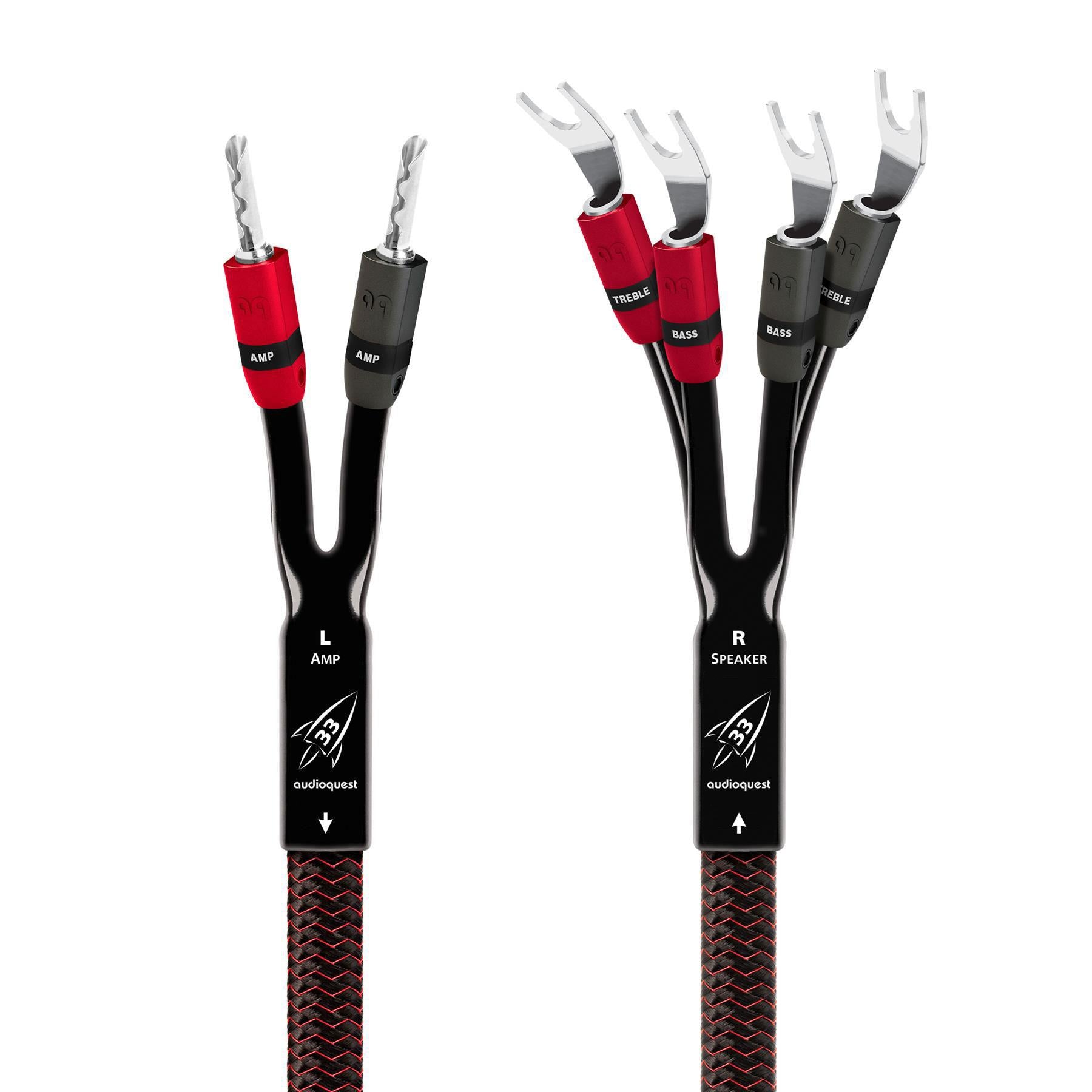 AudioQuest Rocket 33 High-Performance Speaker Cables - Premium Oxygen-Free Copper for Crystal Clear Audio - Perfect for Home Theater & Hi-Fi Sound Systems