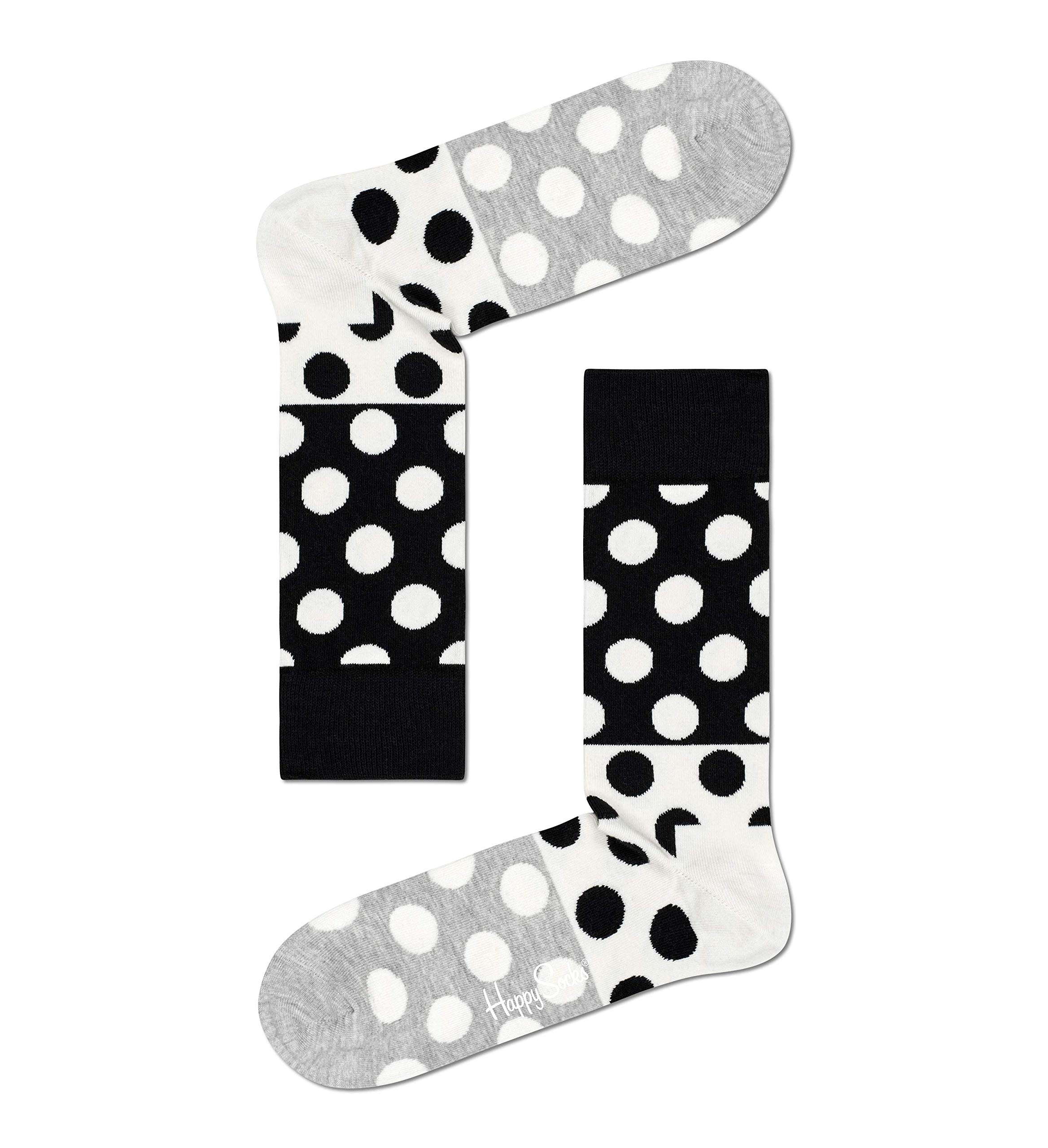 Happy Socks Black & White Striped Cotton Crew Socks for Men & Women - No Show, Low Cut, Breathable & Comfortable - Perfect for Casual Wear, Gifts & Everyday Use