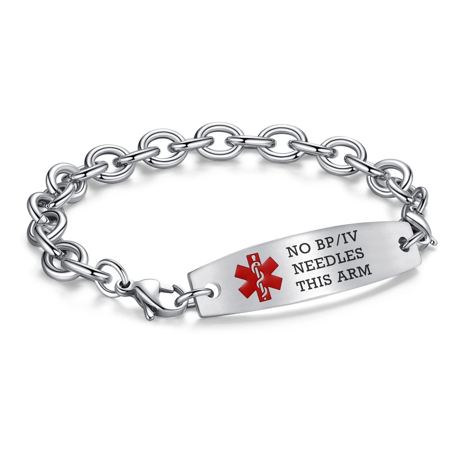LinnaLove Adjustable Medical ID Bracelet - Stainless Steel Cable Chain, Custom Engraved Medical Alert Jewelry for Men & Women - Perfect for Diabetes, Allergies & Emergency Health Conditions