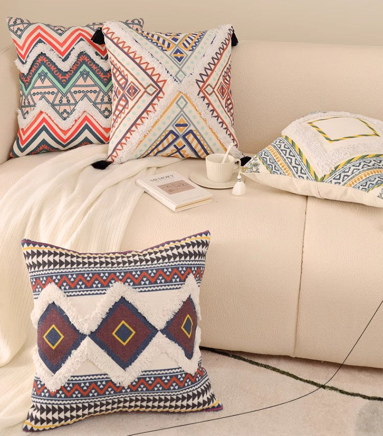 Modern Geometric Pillow Covers - 18x18 Inch Square Decorative Throw Pillows for Couch & Sofa - Boho Chic Living Room Accent Pillows - Perfect for Home Decor, Lounge, and Bedroom Styling