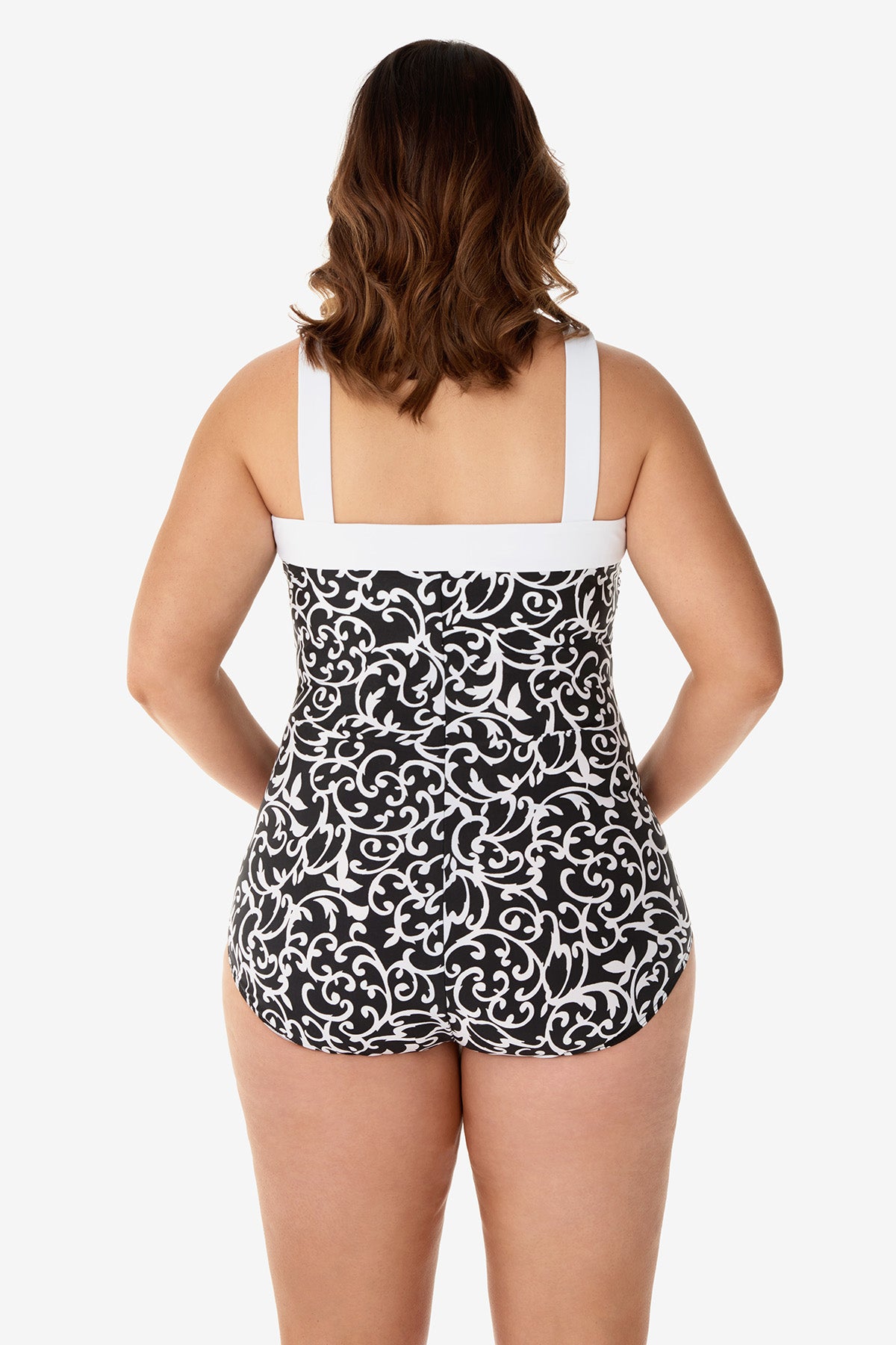 Plus Size Square Neck One Piece Swimsuit - Flattering Swimwear for Women with Scroll Lock Design | Perfect for Beach Vacations, Pool Parties & Summer Getaways