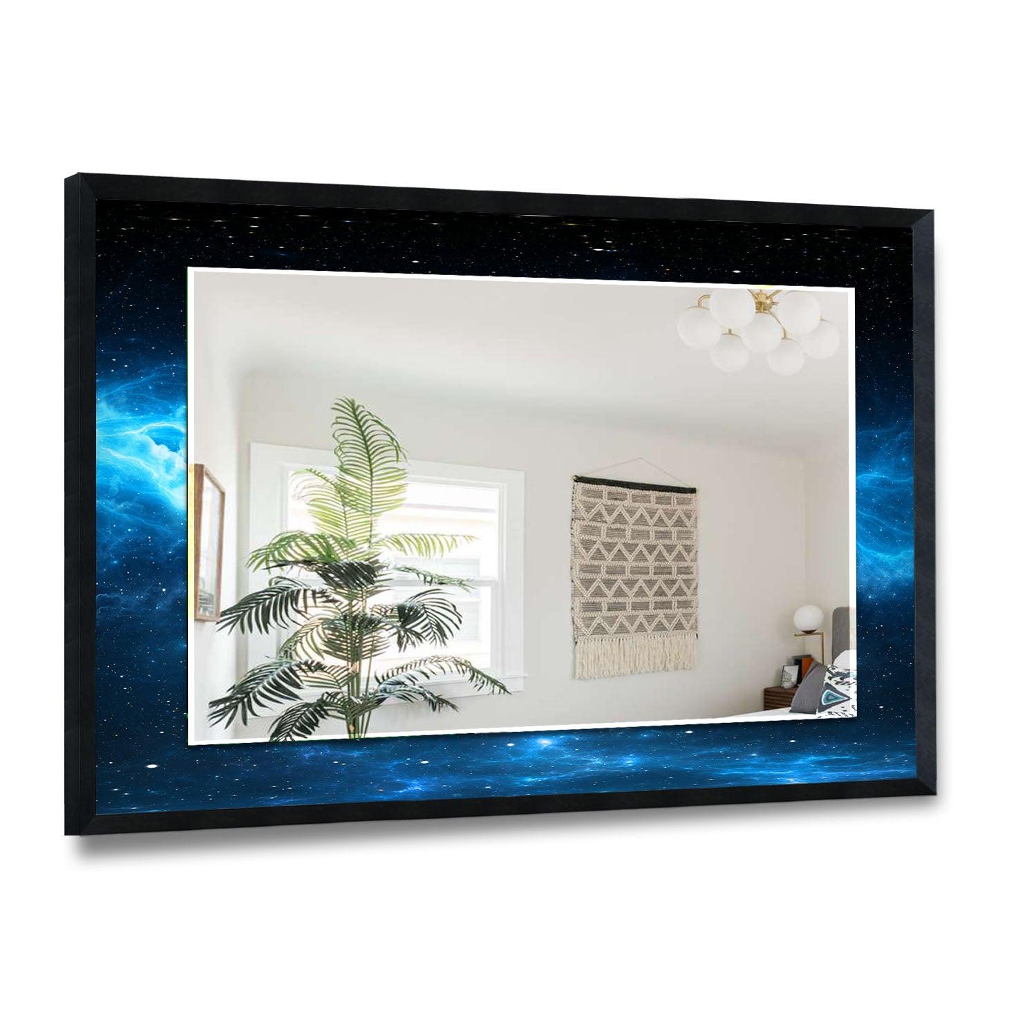 Blue and Black Abstract Wall Mirror - Modern Decorative Mirror for Living Room, Bedroom, or Entryway - Perfect for Home Decor and Interior Design