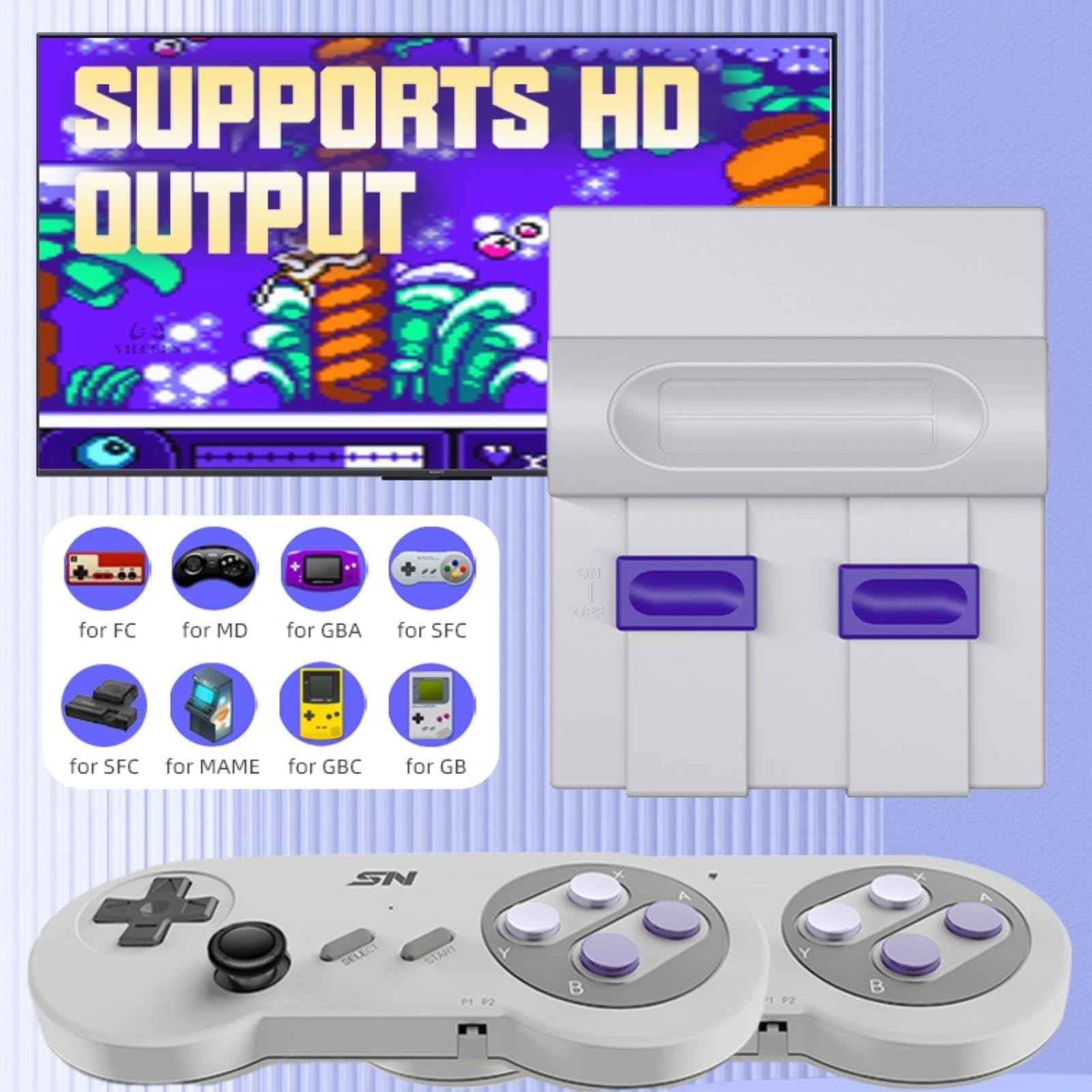 Retro Gaming Console with 7100 Classic Games - 4K HD HDMI Output, Wireless Dual Controllers, TF Card Support & Plug and Play - Perfect for Family Game Nights and Nostalgic Entertainment