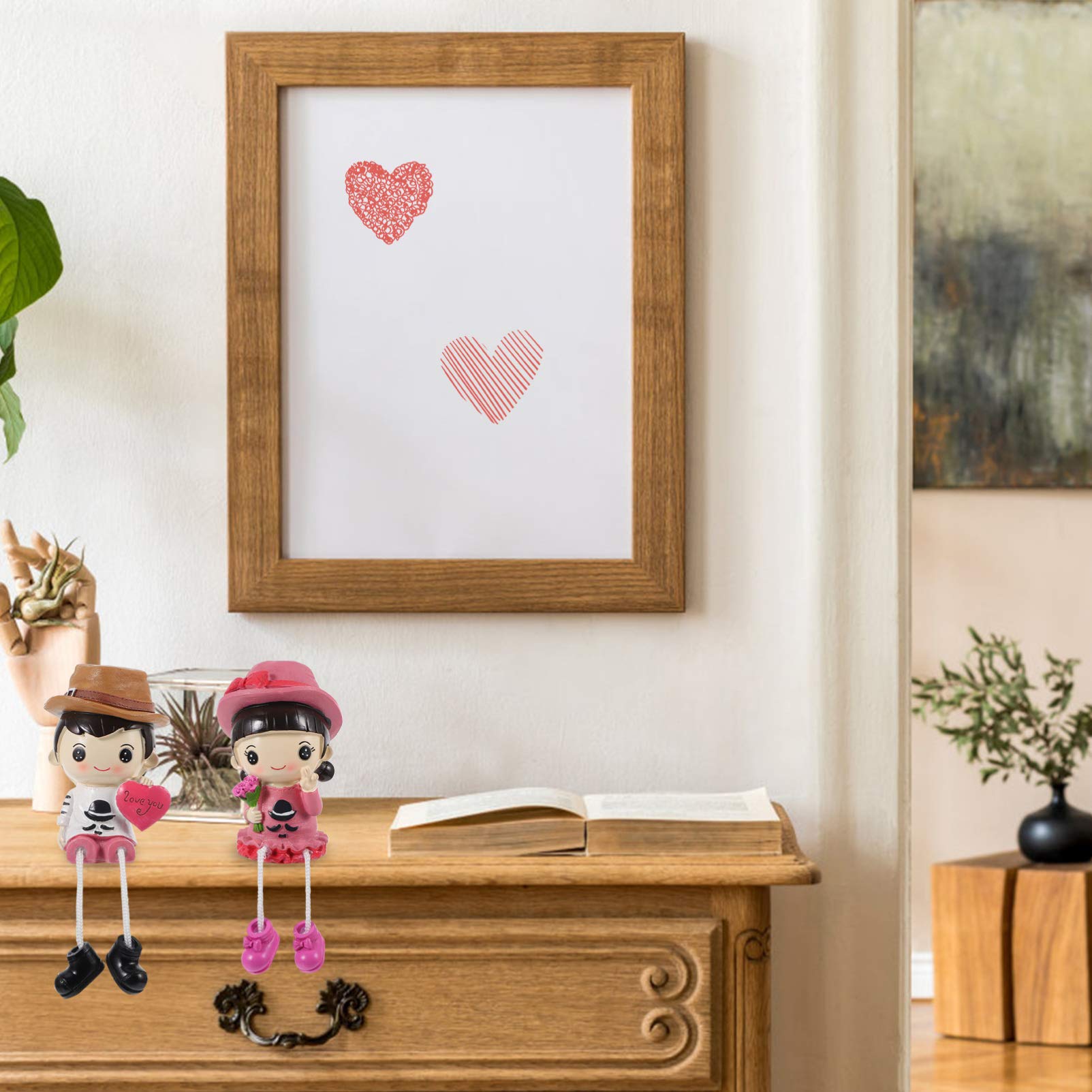 2Pcs Resin Sitting Boy Girl Doll Couples Ornament - Handcrafted Figurines for DIY Home, Office, Car, Wedding Decor | Perfect for Desktop, Shelf, and Gift Giving