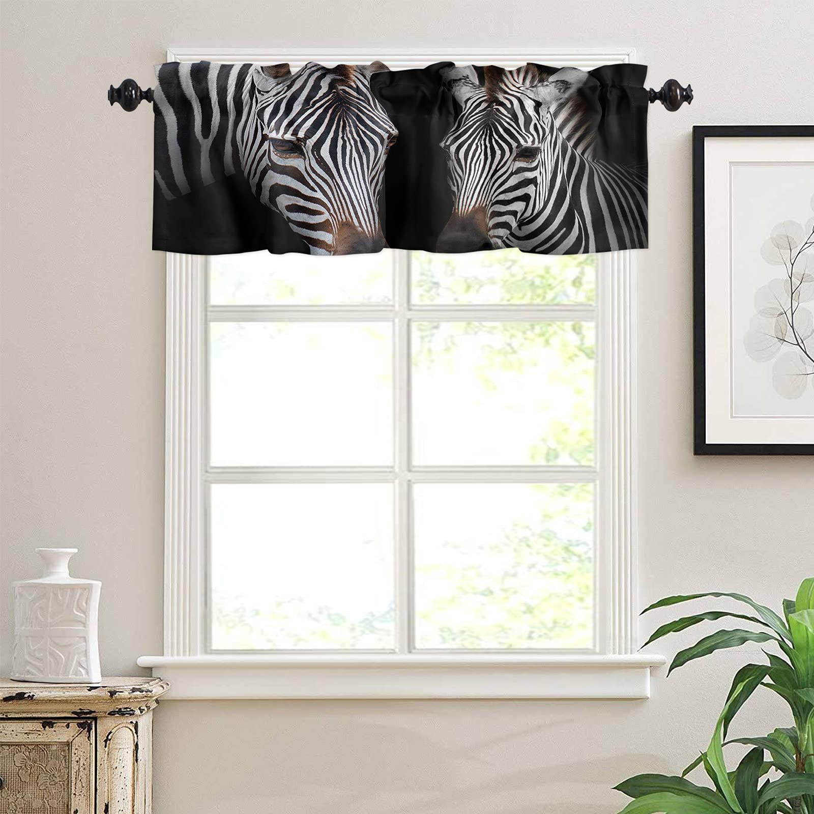 Black and White Striped Zebra Valance Curtains 54