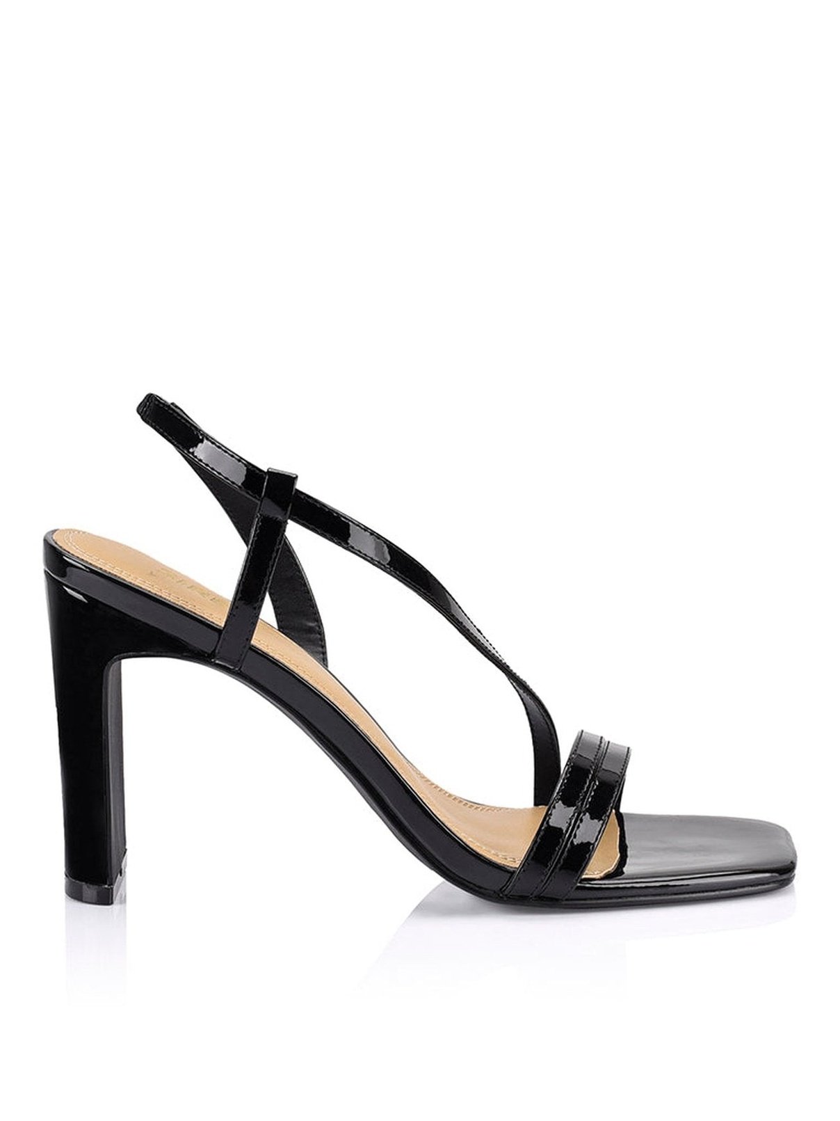 Kamino Black Patent Leather Heeled Sandals for Women - Comfortable Dressy Summer Sandals for Weddings, Parties & Date Nights