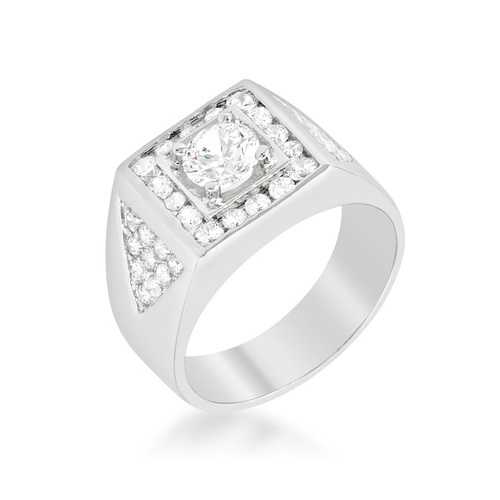 Men's Cubic Zirconia Ring - Elegant & Durable Sterling Silver Wedding Band for Men - Perfect for Engagement, Anniversary & Everyday Wear