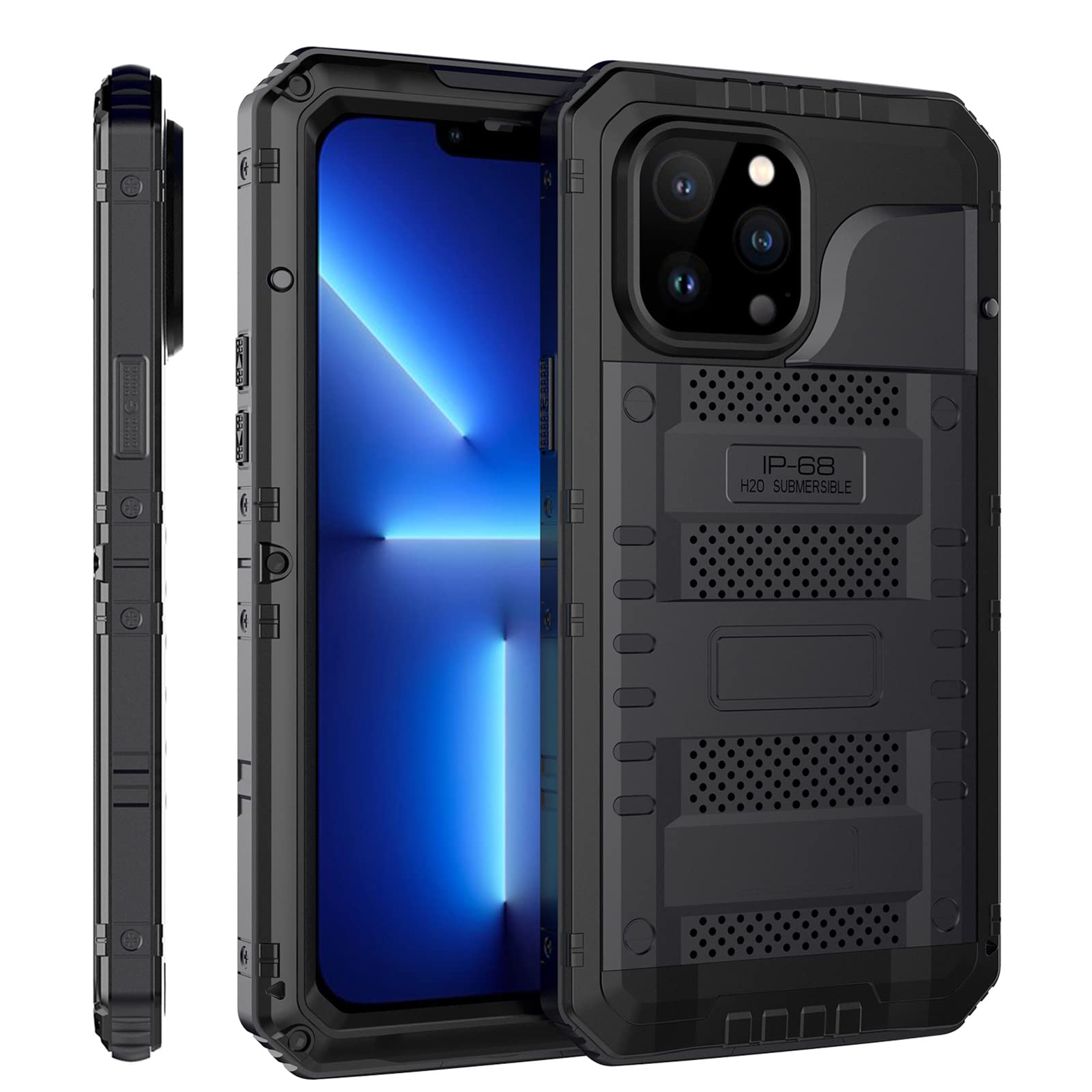 AdirMi Rugged iPhone 13/13 Pro/13 Pro Max Case - IP68 Waterproof, Dustproof & Shockproof Protection | 360° Full-Body Metal & TPU Design | Perfect for Outdoor Adventures, Swimming & Extreme Sports