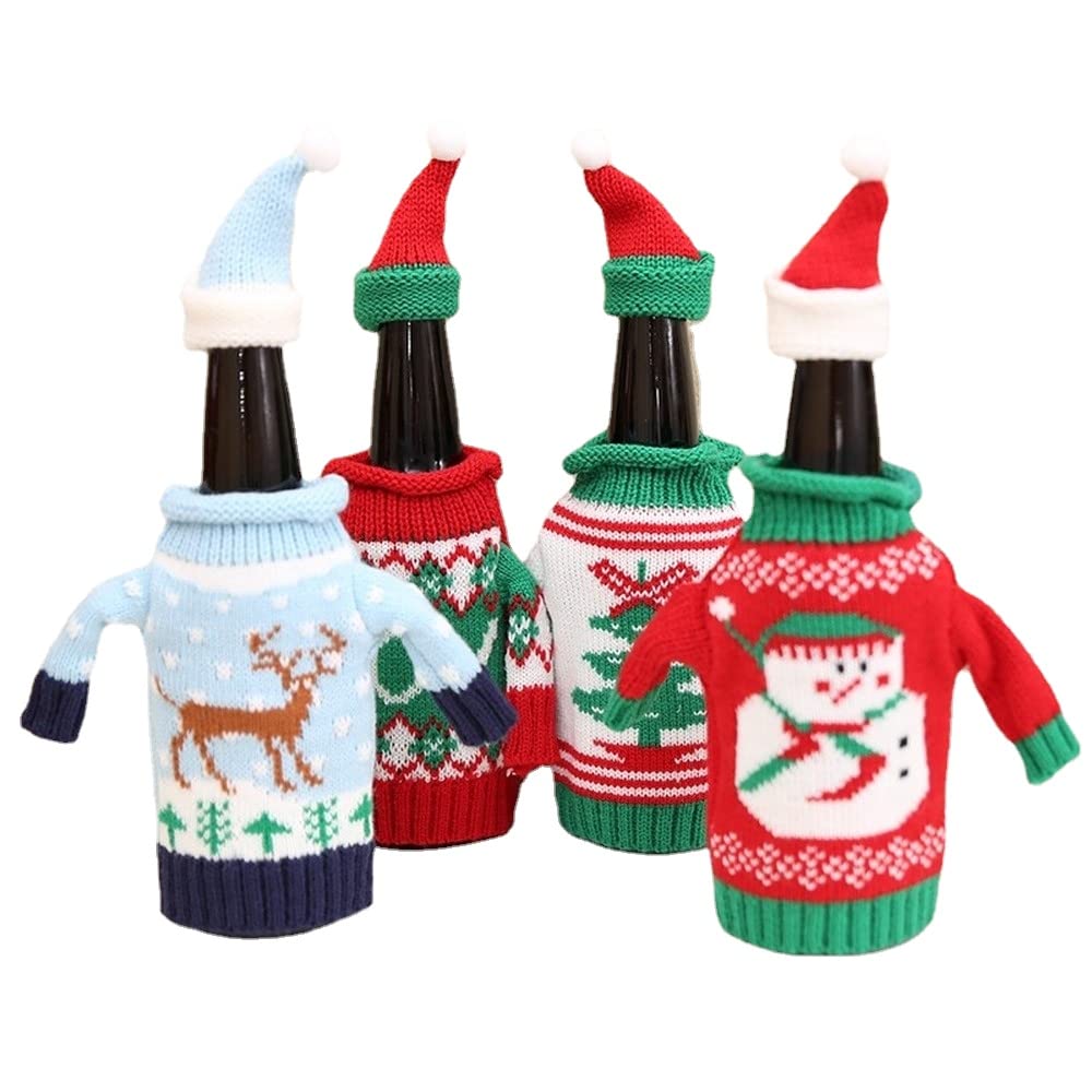 Drincoshow Christmas Wine Bottle Cover - Festive Snowman Design for Beer & Wine Bottles - Holiday Party Decorations & Gift Wrapping Accessories
