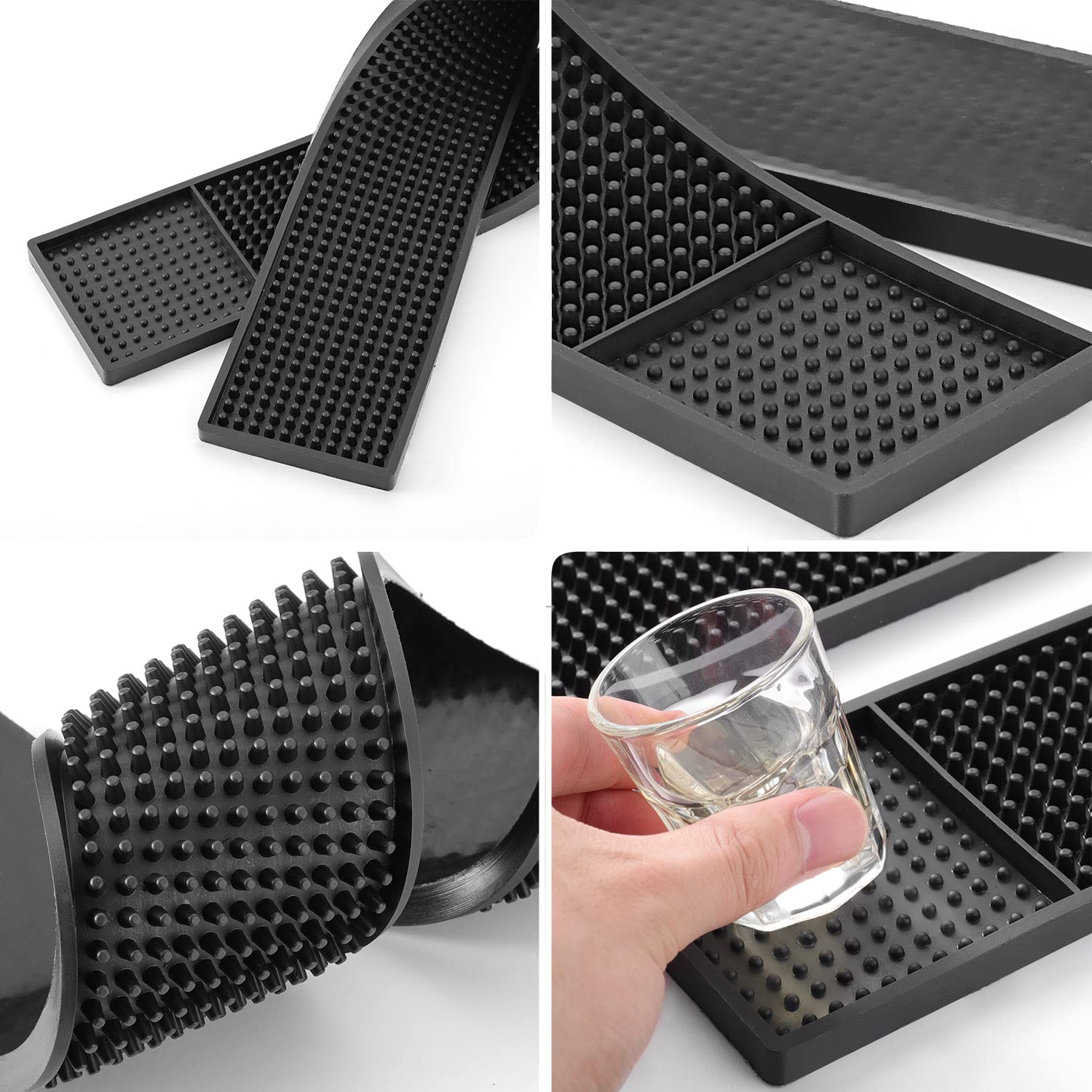 **Facmogu 2-Pack Rubber Bar Mats – 24x3 Inch (60x8cm) Non-Slip PVC Countertop Spill Mats for Coffee Bars, Kitchen & Drink Service – Heat-Resistant Drip Rail Runner, Tabletop Protection – Perfect for Restaurants, Cafes & Home Bars**
