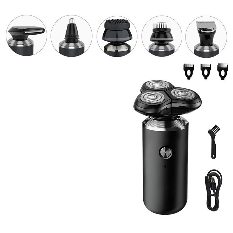 6-in-1 Electric Head Shaver for Bald Men - Rechargeable Wet/Dry Shaving Kit with Beard & Nose Trimmer - Perfect for Travel, Gym & Home Grooming