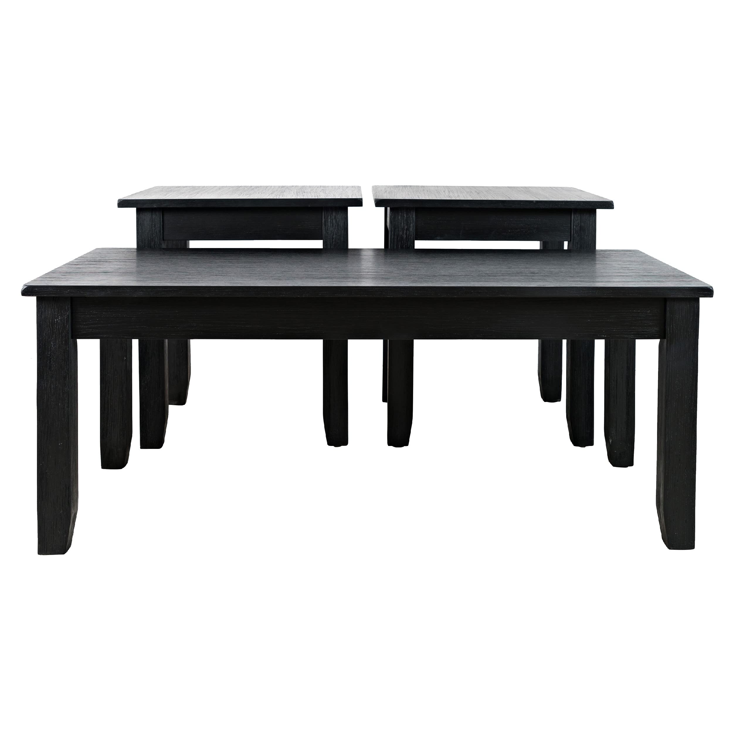 Benjara 3-Piece Coffee Table Set with Chamfered Legs - Modern Black Living Room Furniture for Small Spaces | Perfect for Apartments, Condos & Cozy Homes