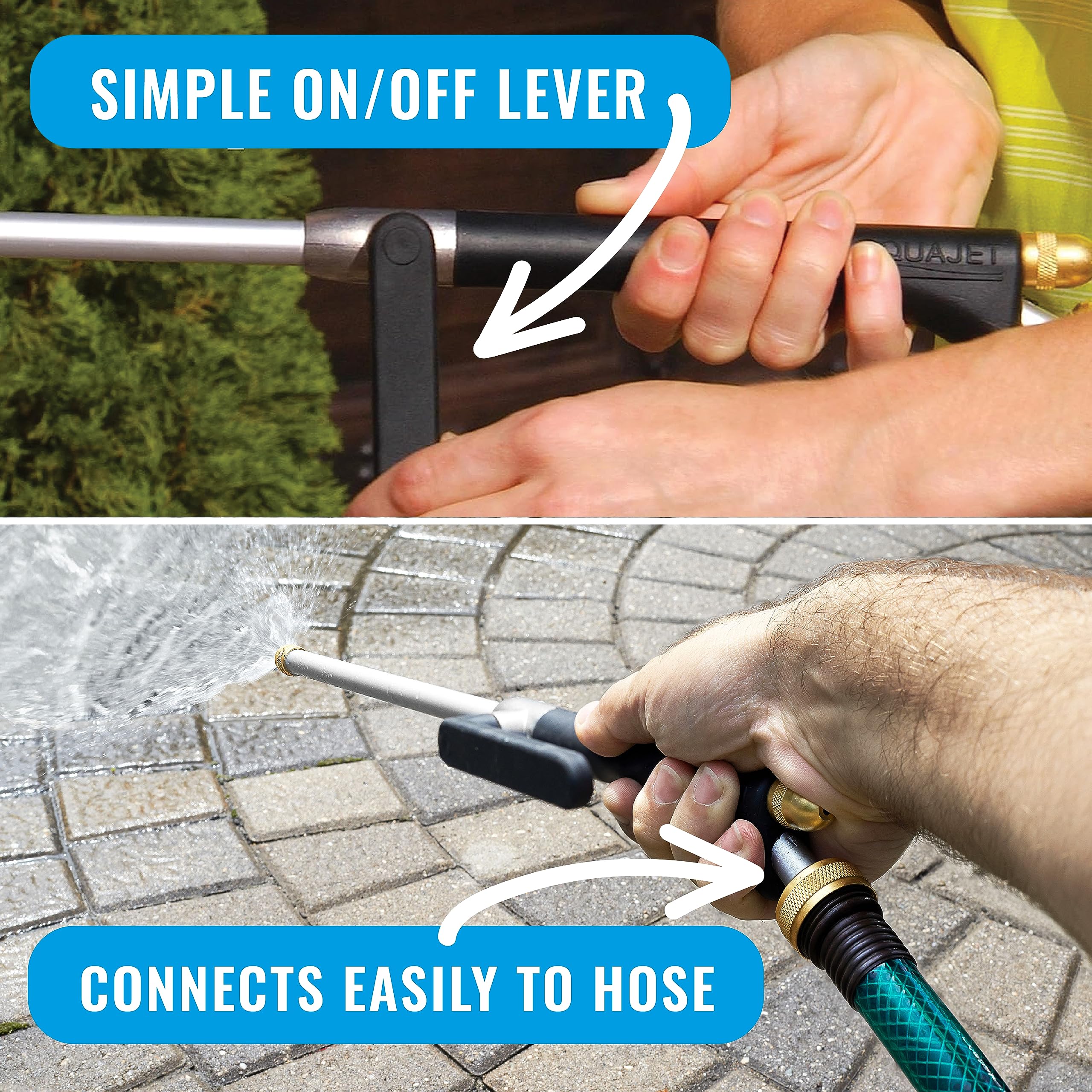 WaterJet Xhose Aqua Water Jet Power Washer - High Pressure Garden Hose Nozzle for Car Washing, Patio Cleaning, and Outdoor Use | Perfect for Home, Garage, and RV Cleaning