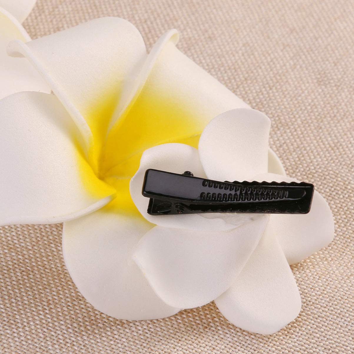 Minkissy 4pcs Plumeria Flower Foam Hair Clips - Hawaiian Floral Barrettes & Alligator Clips for Women - Perfect for Wedding, Party, Beach Vacation & Summer Styling