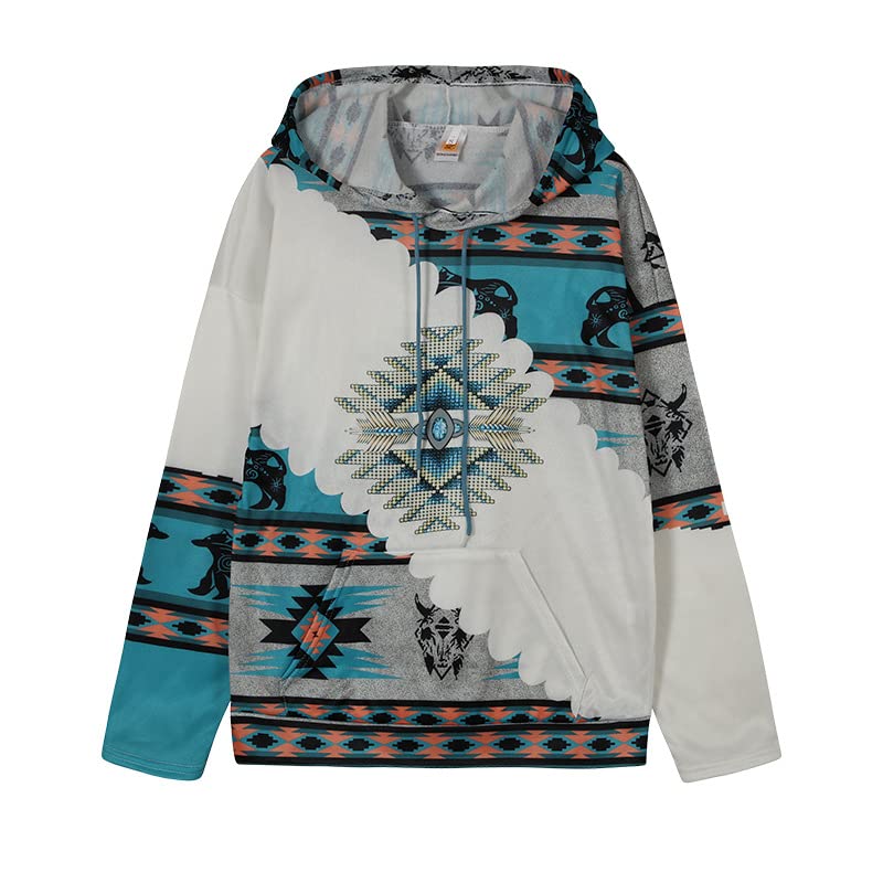 Vintage Aztec Hoodie for Women - Western Pullover Sweatshirt for Fall Fashion