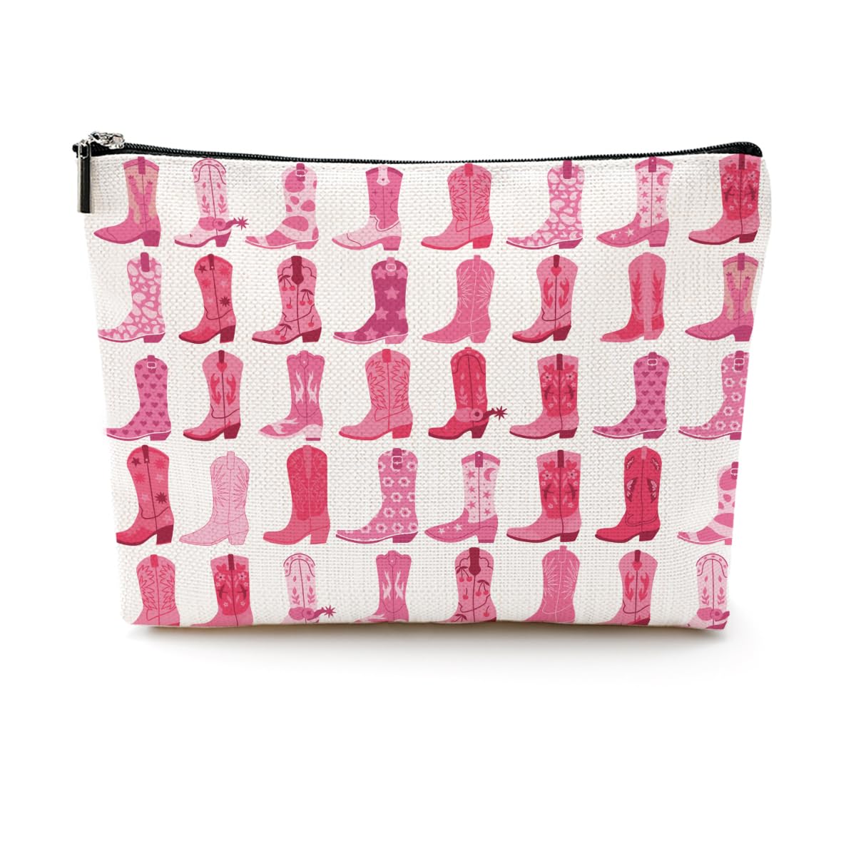 Western Cowgirl Makeup Bag - Pink Cowboy Boots Design Cosmetic Bag for Women | Country Music & Cowgirl Gifts | Perfect for Birthday, Christmas & Friend Gifts | Great for Travel, Makeup Storage & Western Theme Parties