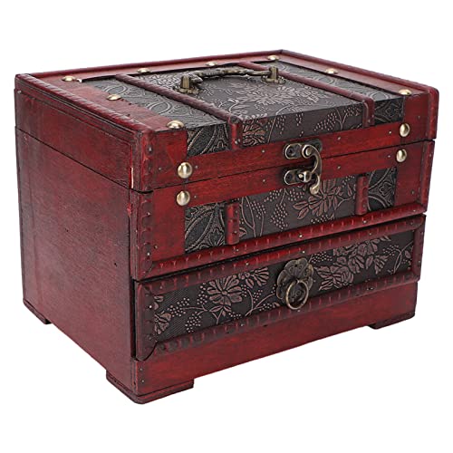 Vintage Wooden Jewelry Box - Lightweight European Style Multifunctional Storage with Drawers | Perfect for Bedroom, Office, Living Room & Gift Giving