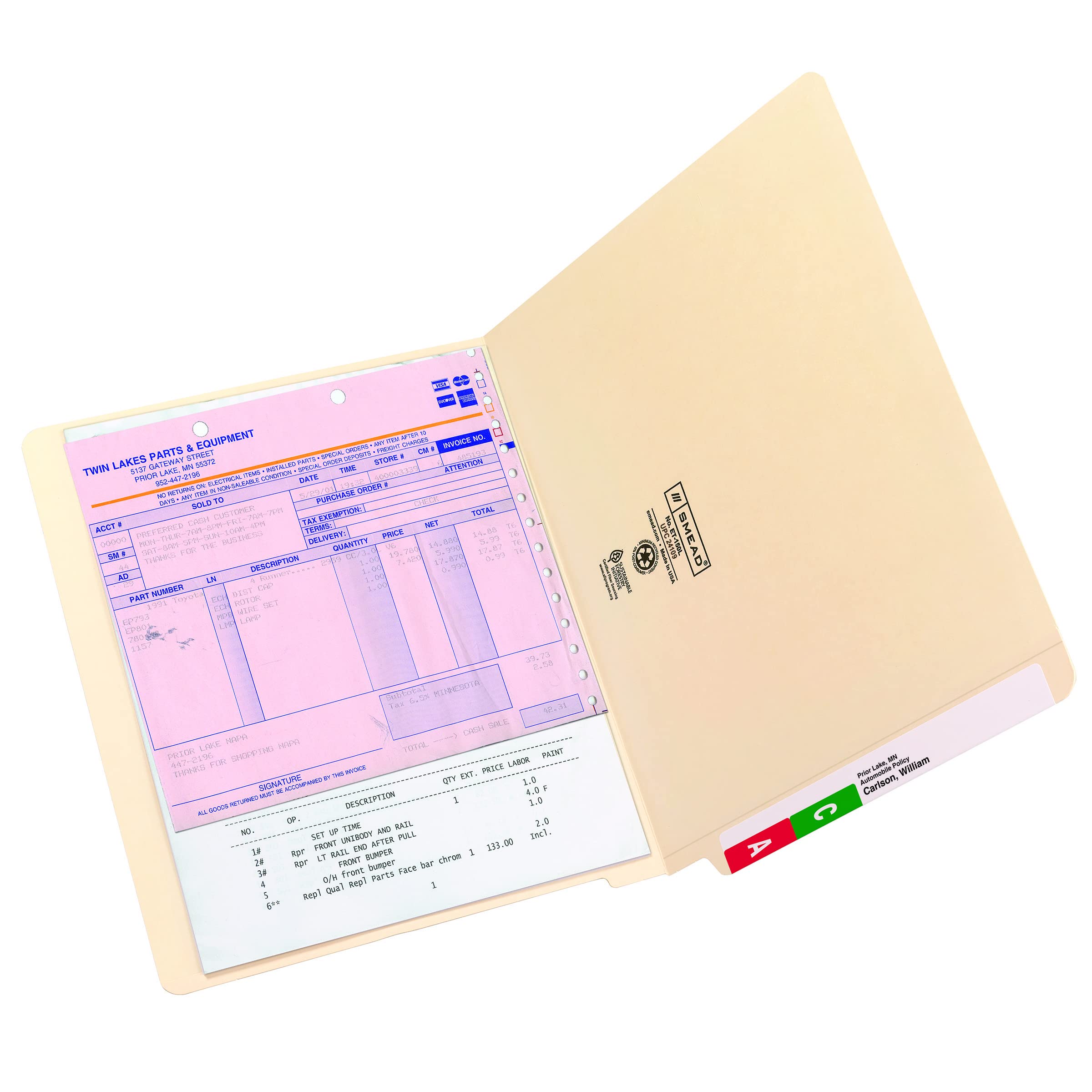 Smead 100% Recycled End Tab File Folder - Shelf-Master® Reinforced Straight-Cut Tab - Letter Size Manila - 100 per Box (24160) - Perfect for Office Organization & Document Filing