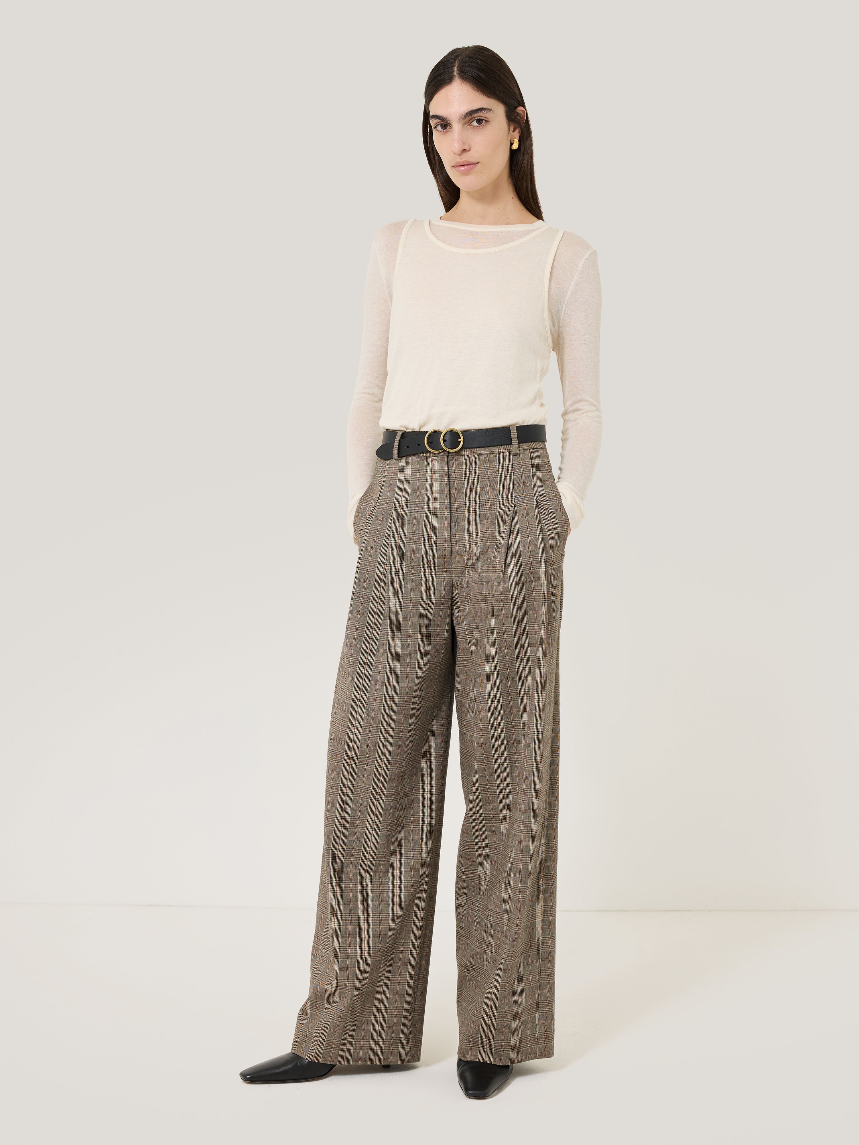 NIK Cotton Check Men's Casual Trousers - Brown Plaid Pattern | Comfortable & Stylish Pants for Office, Travel & Everyday Wear