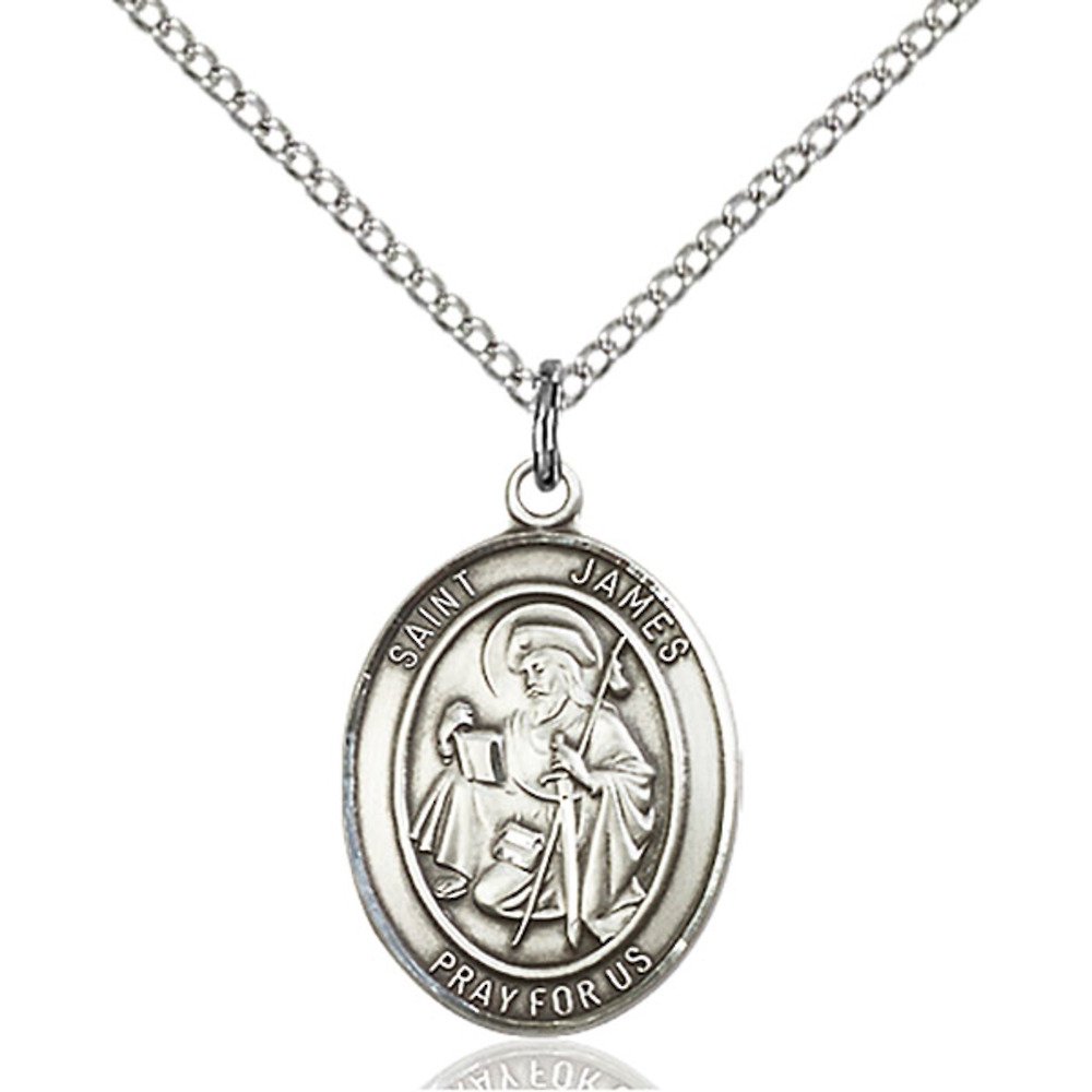 Handmade Sterling Silver St. James The Greater Oval Medal Pendant - Religious Jewelry for Men & Women - Perfect for Baptism, First Communion & Spiritual Gifts