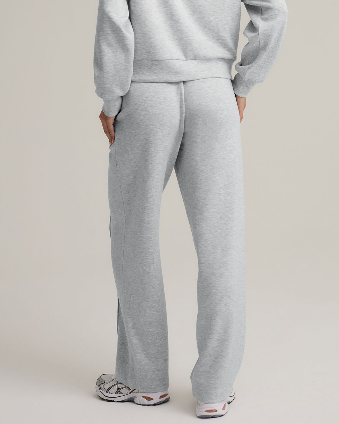 LuxeComfort Scuba Jogger Pants for Women - Soft High Waisted Lounge Pants, Stretchy Casual Joggers with Pockets (Grey Marl) - Perfect for Yoga, Running, Travel & Home Wear